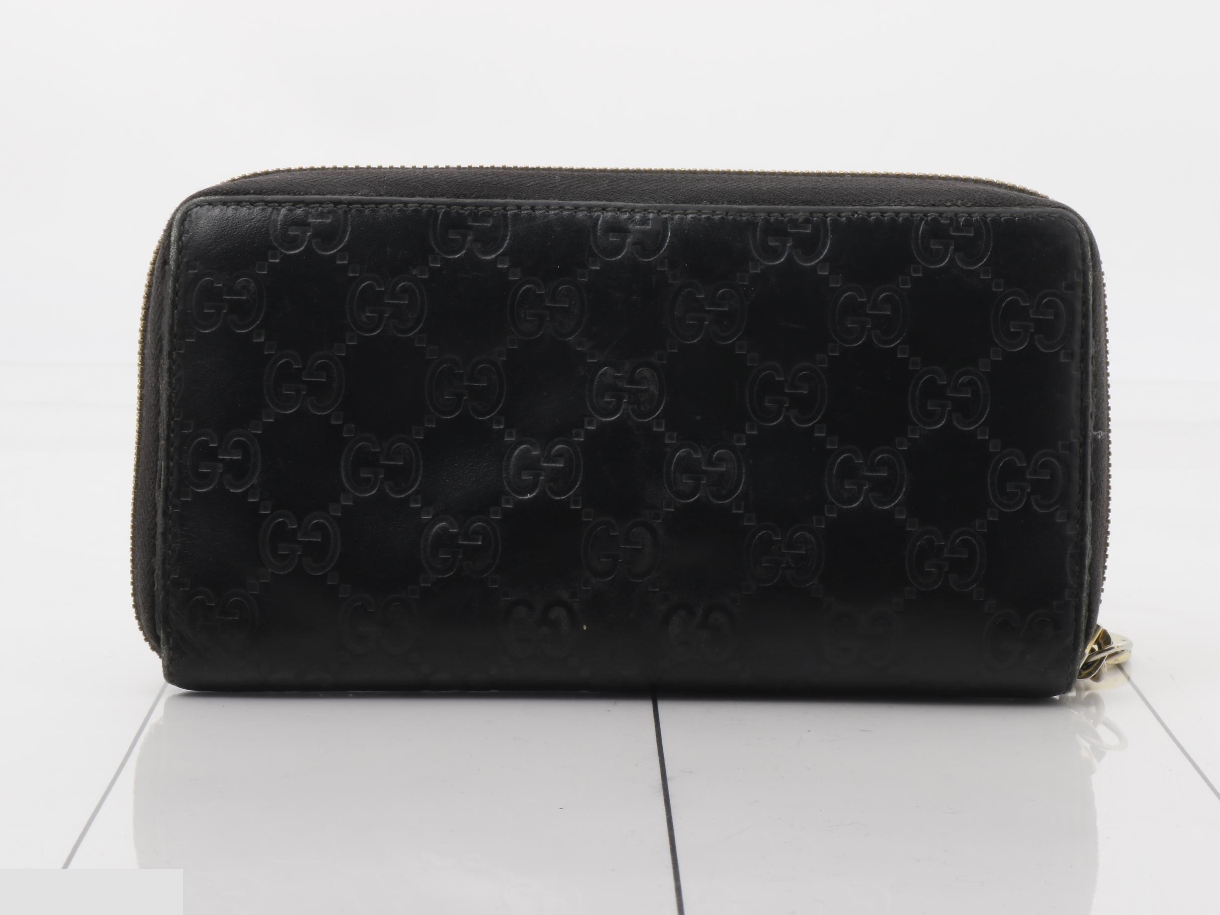 Guccissima Leather GG Charm Round Zip Long Wallet, Black — view 2