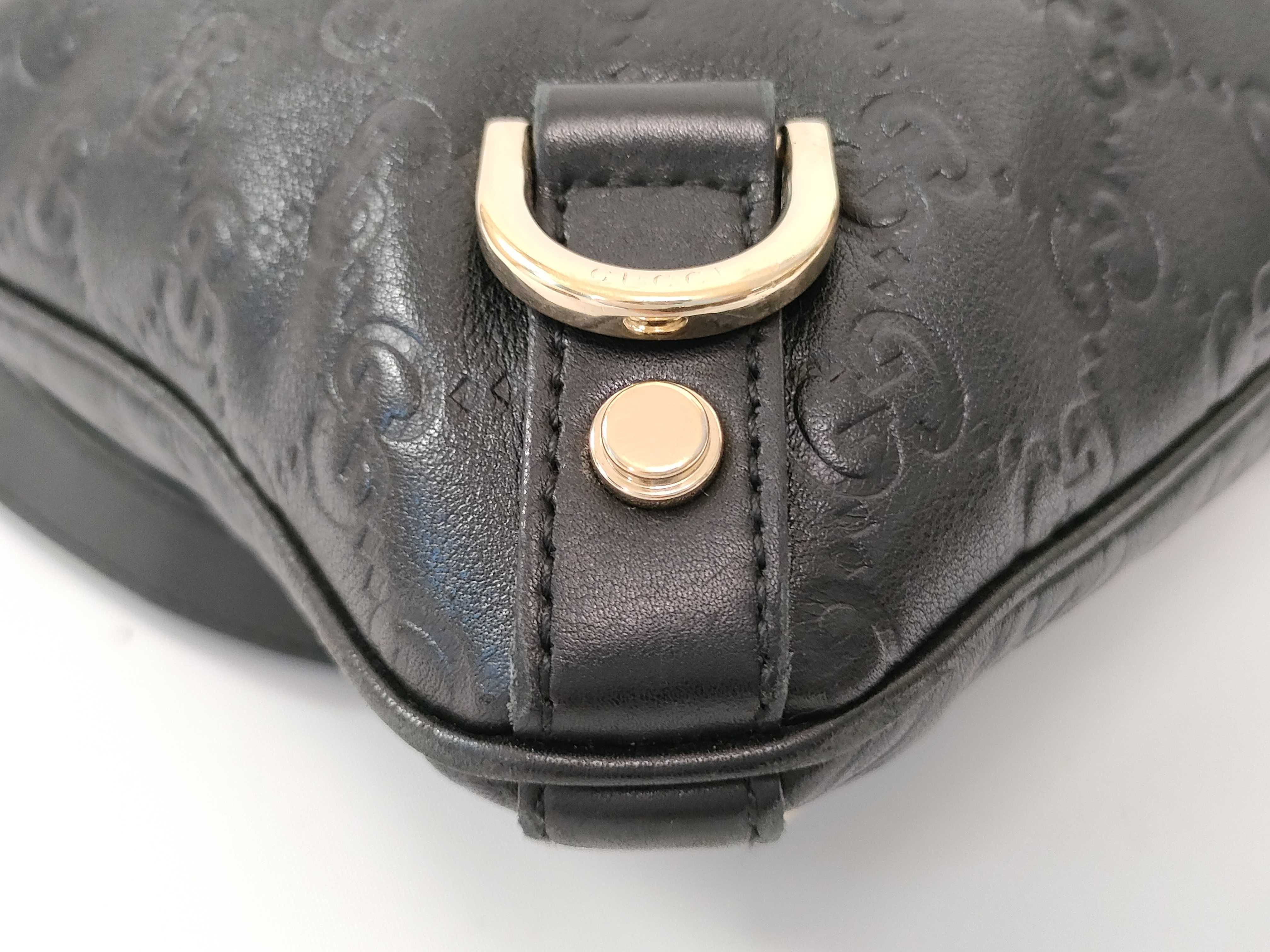 Guccissima Abbey Gold Hardware Leather Shoulder Bag Black — view 9