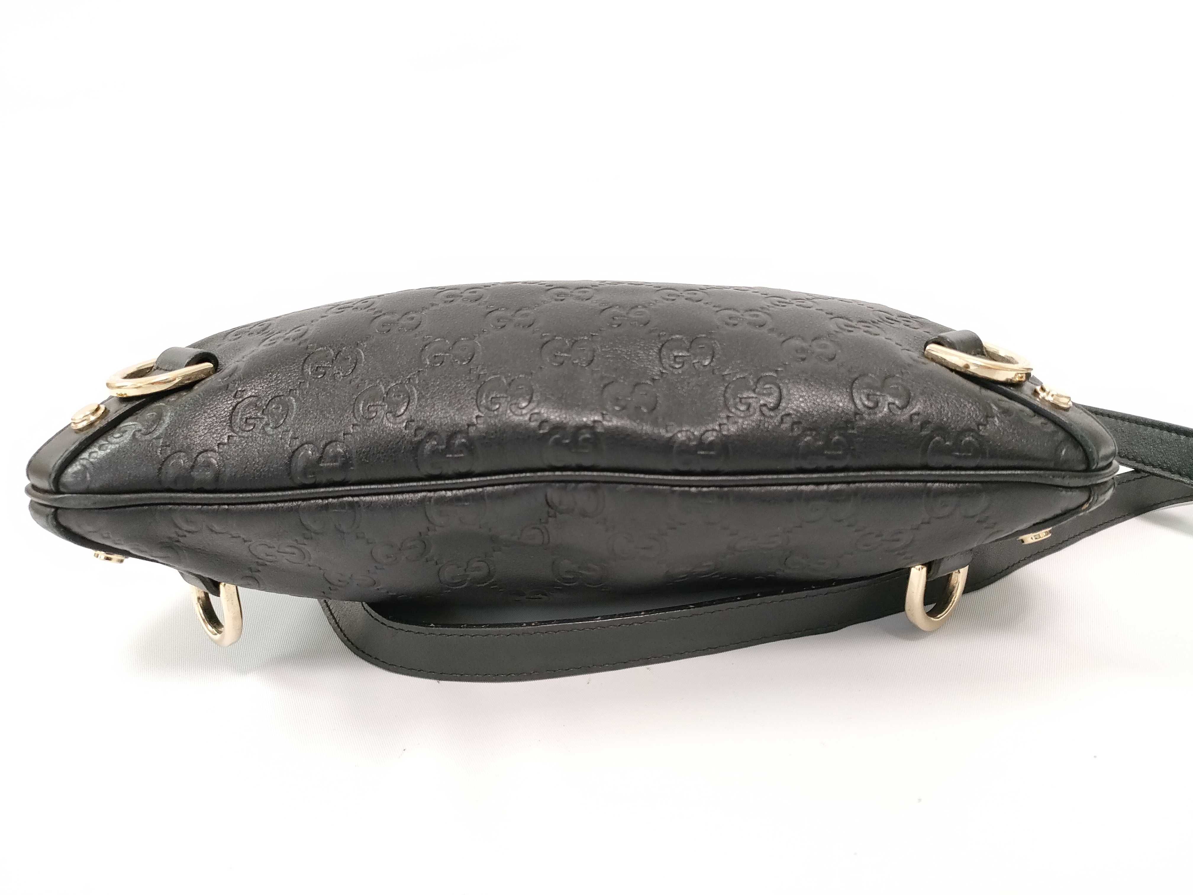 Guccissima Abbey Gold Hardware Leather Shoulder Bag Black — view 10
