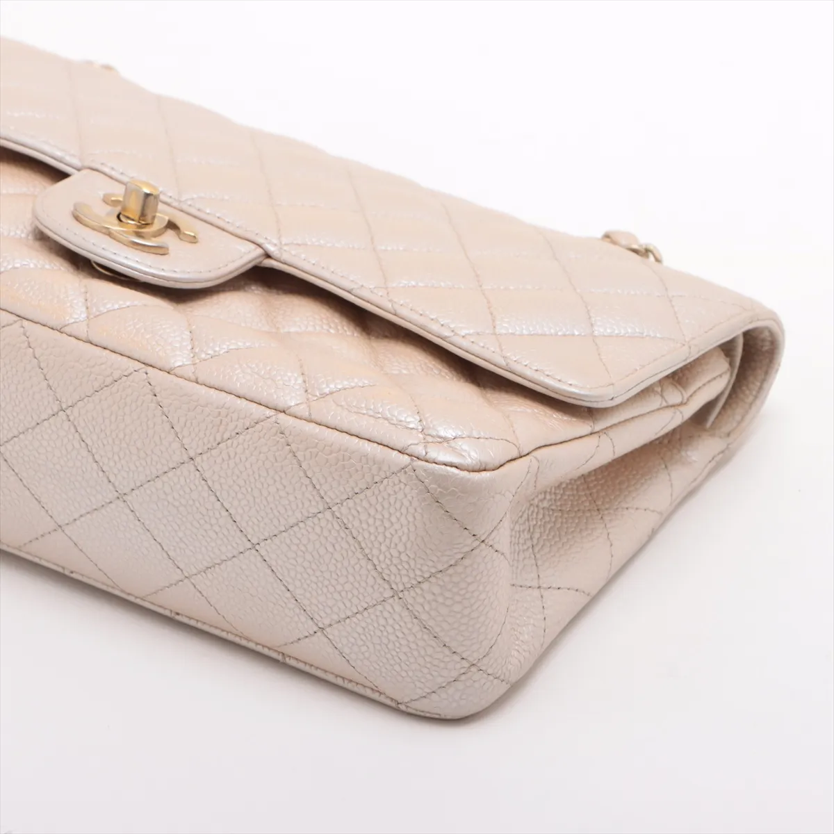 [Individually wrapped] Chanel Matelasse 25 caviar skin double flap double chain bag beige gold hardware 16344929 16th series A01112 — view 3