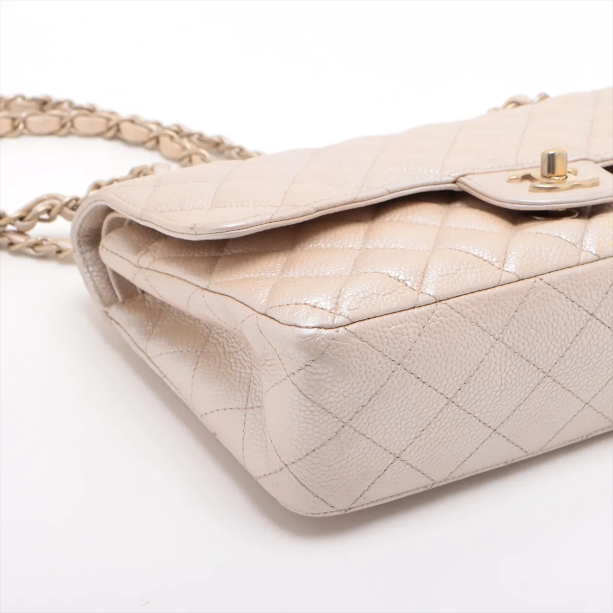 [Individually wrapped] Chanel Matelasse 25 caviar skin double flap double chain bag beige gold hardware 16344929 16th series A01112 — view 4