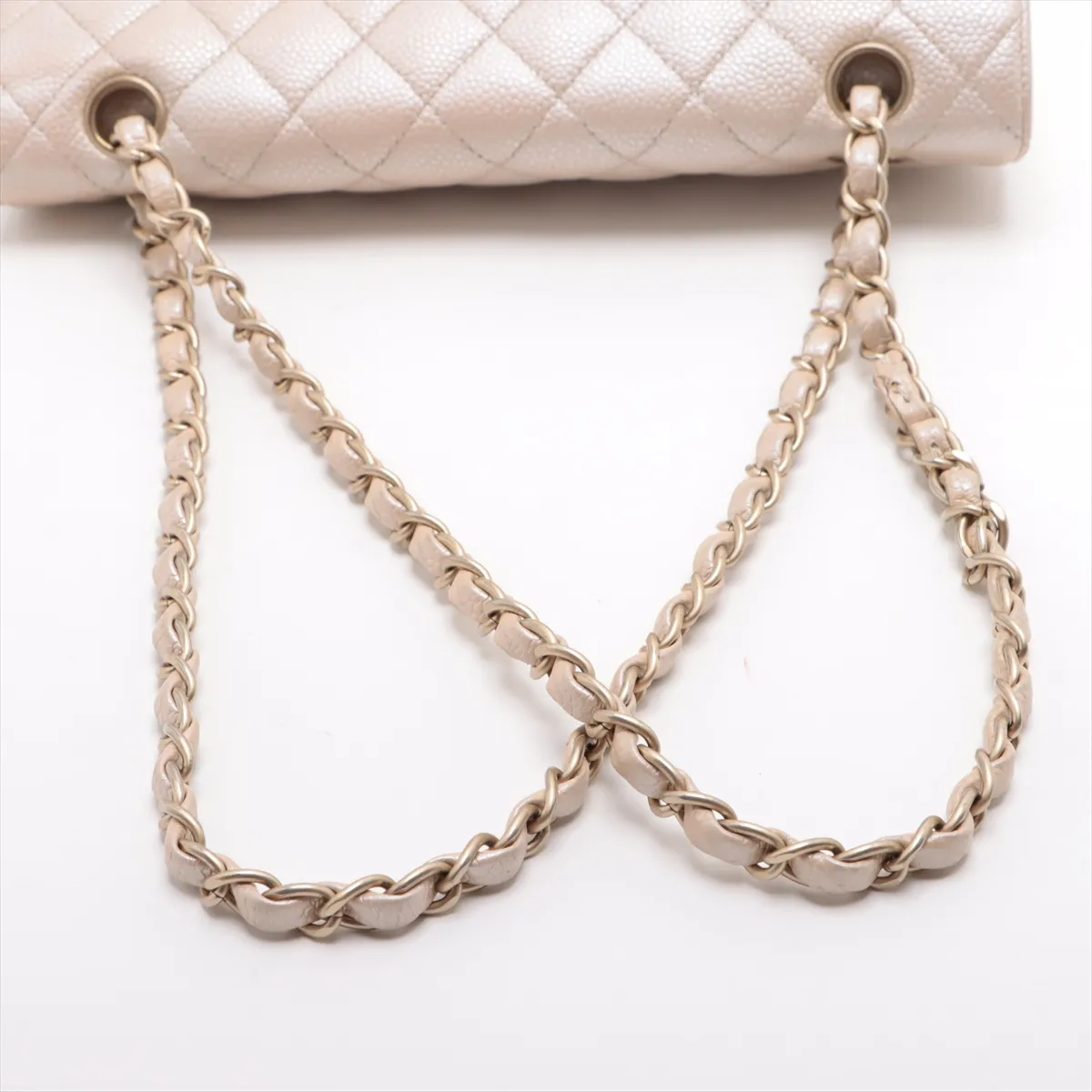 [Individually wrapped] Chanel Matelasse 25 caviar skin double flap double chain bag beige gold hardware 16344929 16th series A01112 — view 5