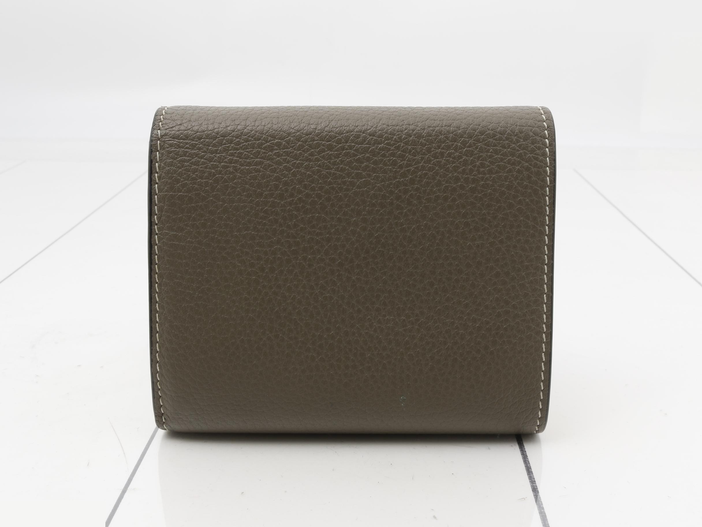 Small trifold wallet, embossed, gray x yellow, includes dust bag, W11 — view 2
