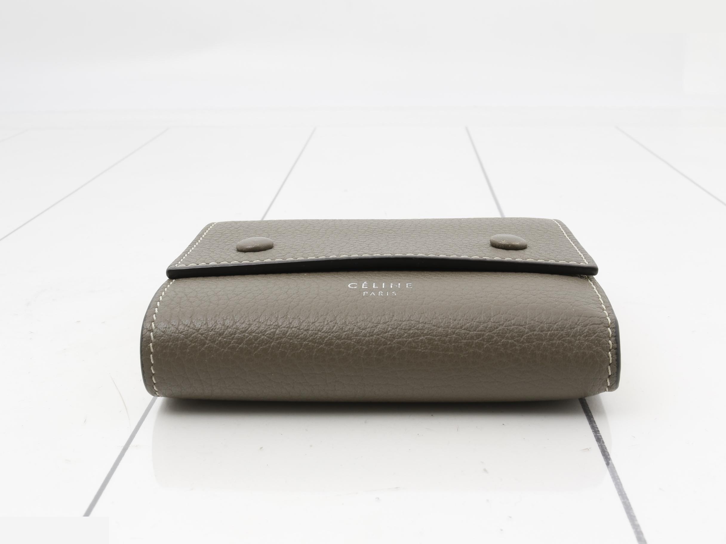 Small trifold wallet, embossed, gray x yellow, includes dust bag, W11 — view 3