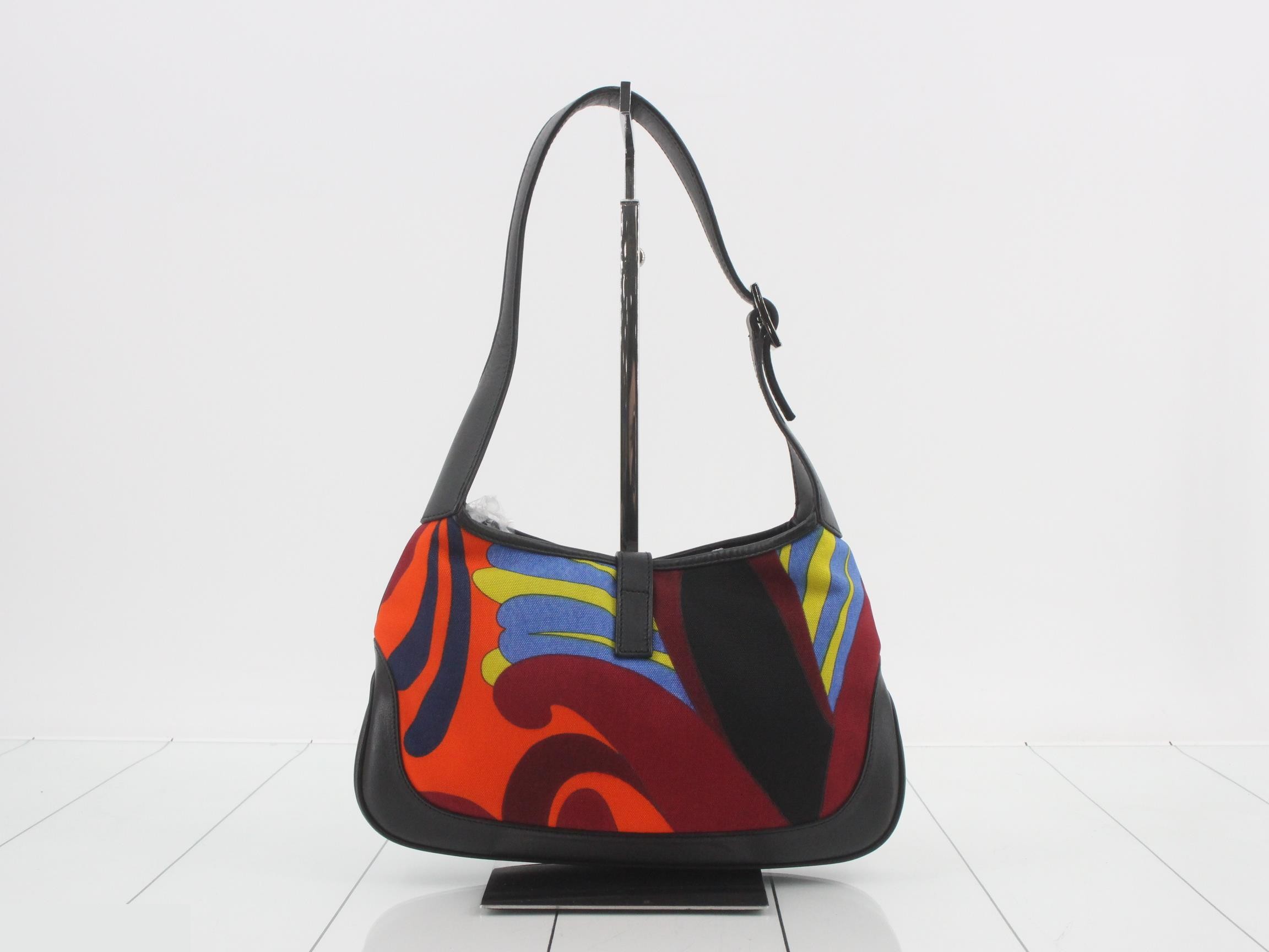 One-shoulder bag, flower design, black — view 2