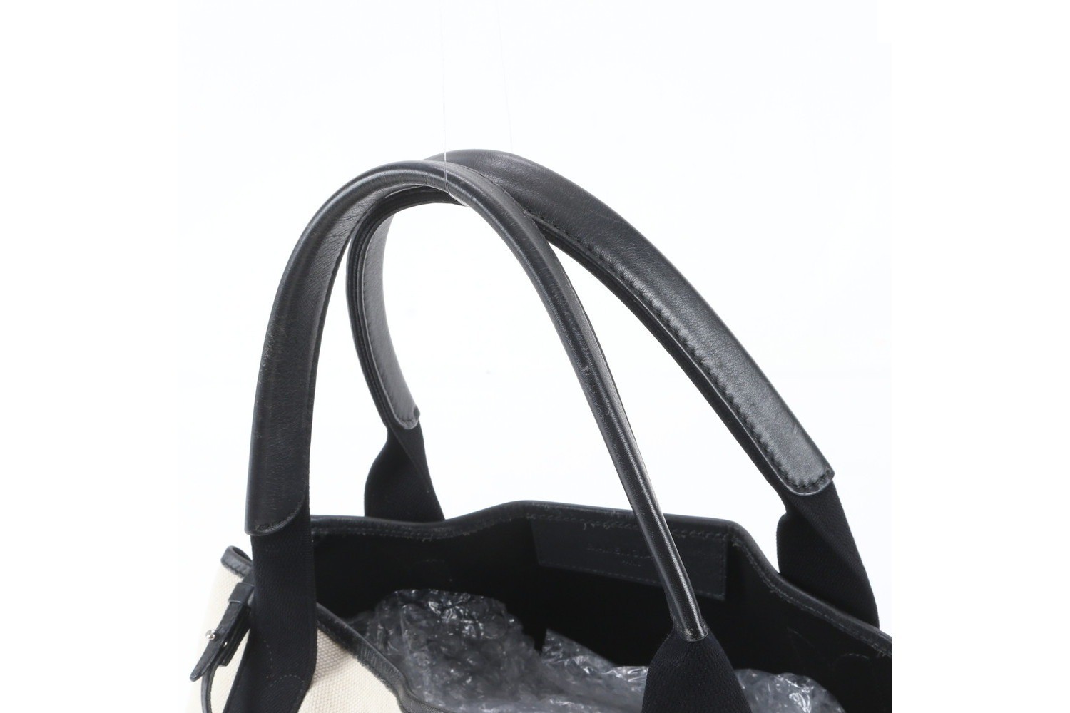 Navy Cabas 339933 Leather Canvas Tote Bag — view 2