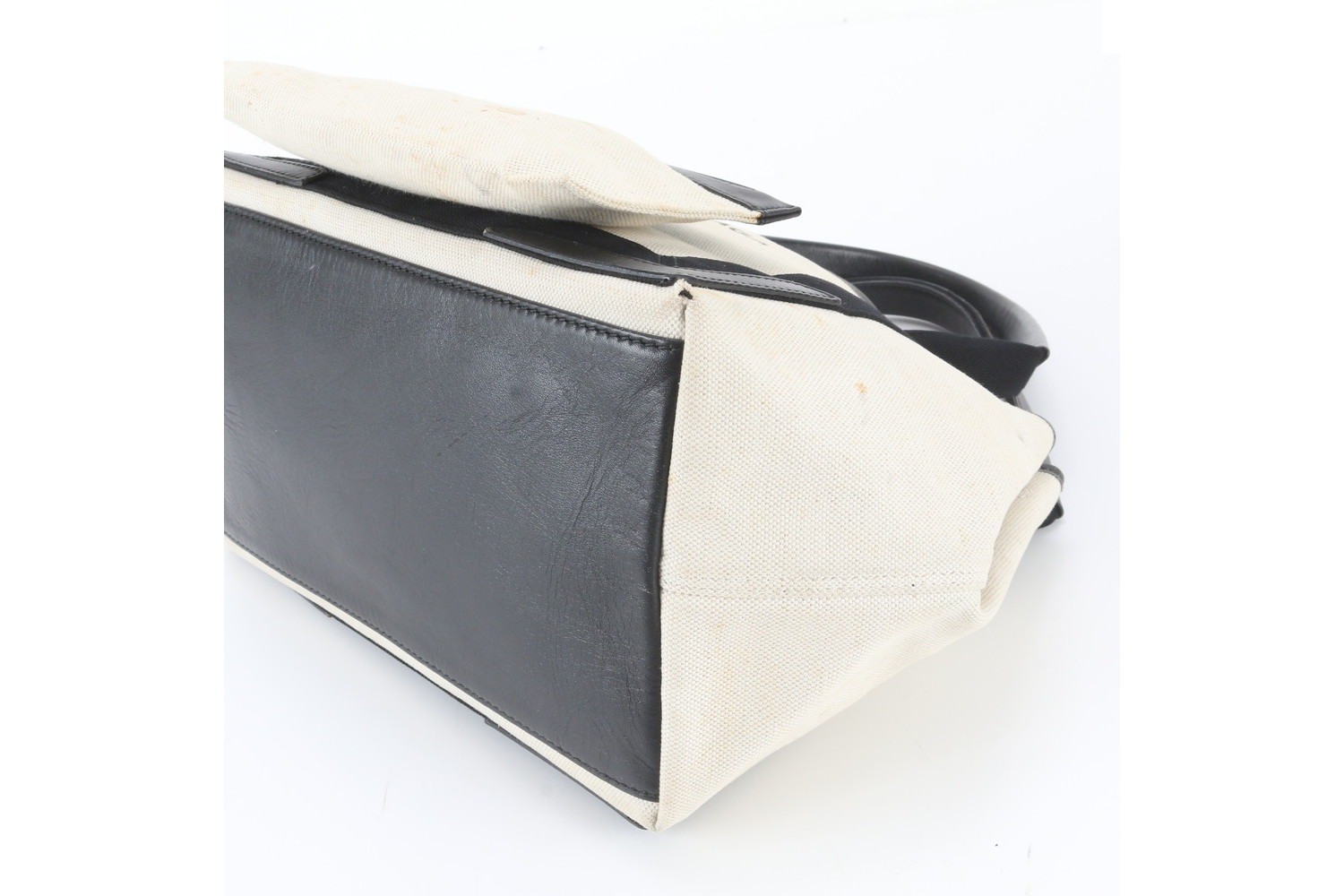 Navy Cabas 339933 Leather Canvas Tote Bag — view 4