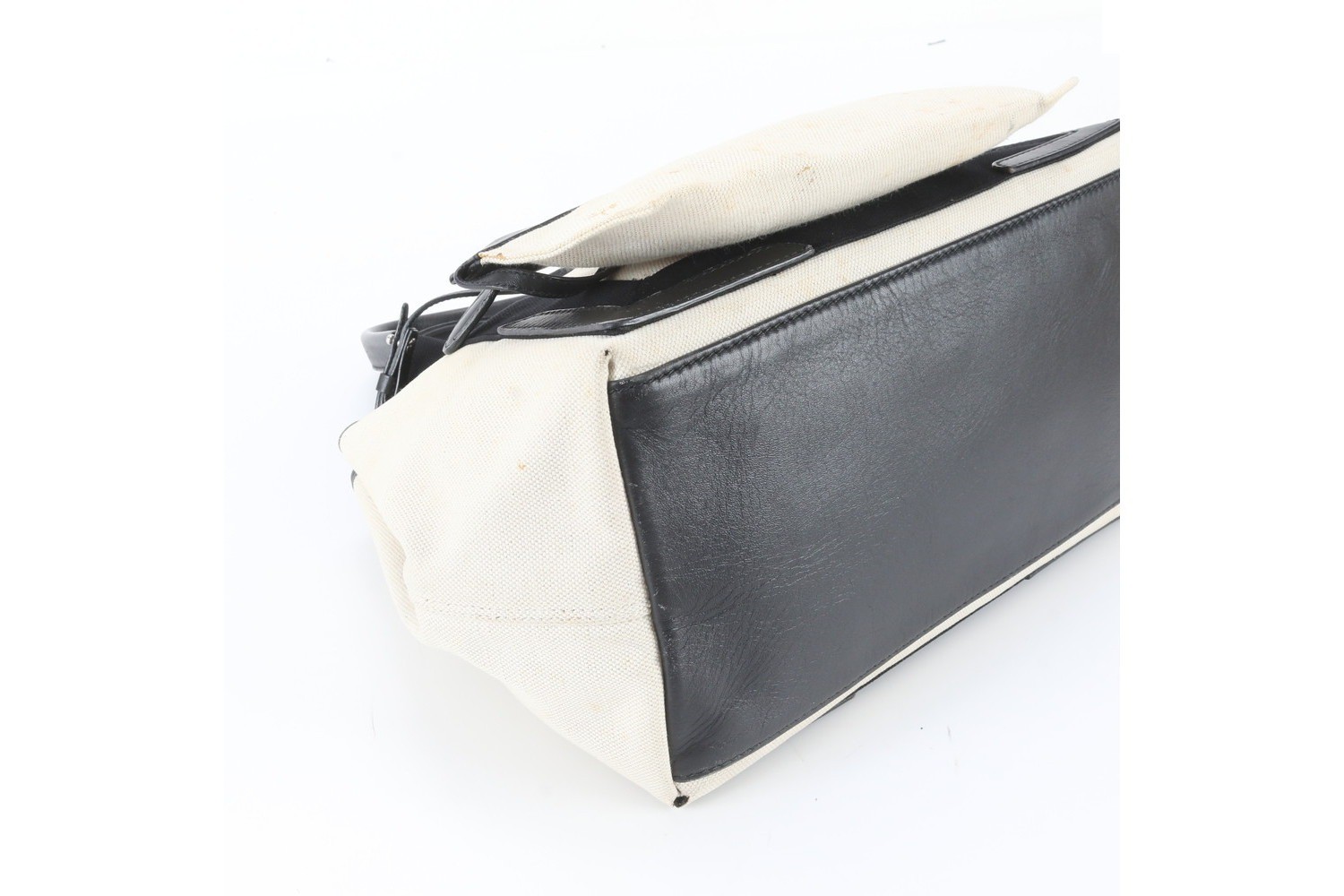 Navy Cabas 339933 Leather Canvas Tote Bag — view 5
