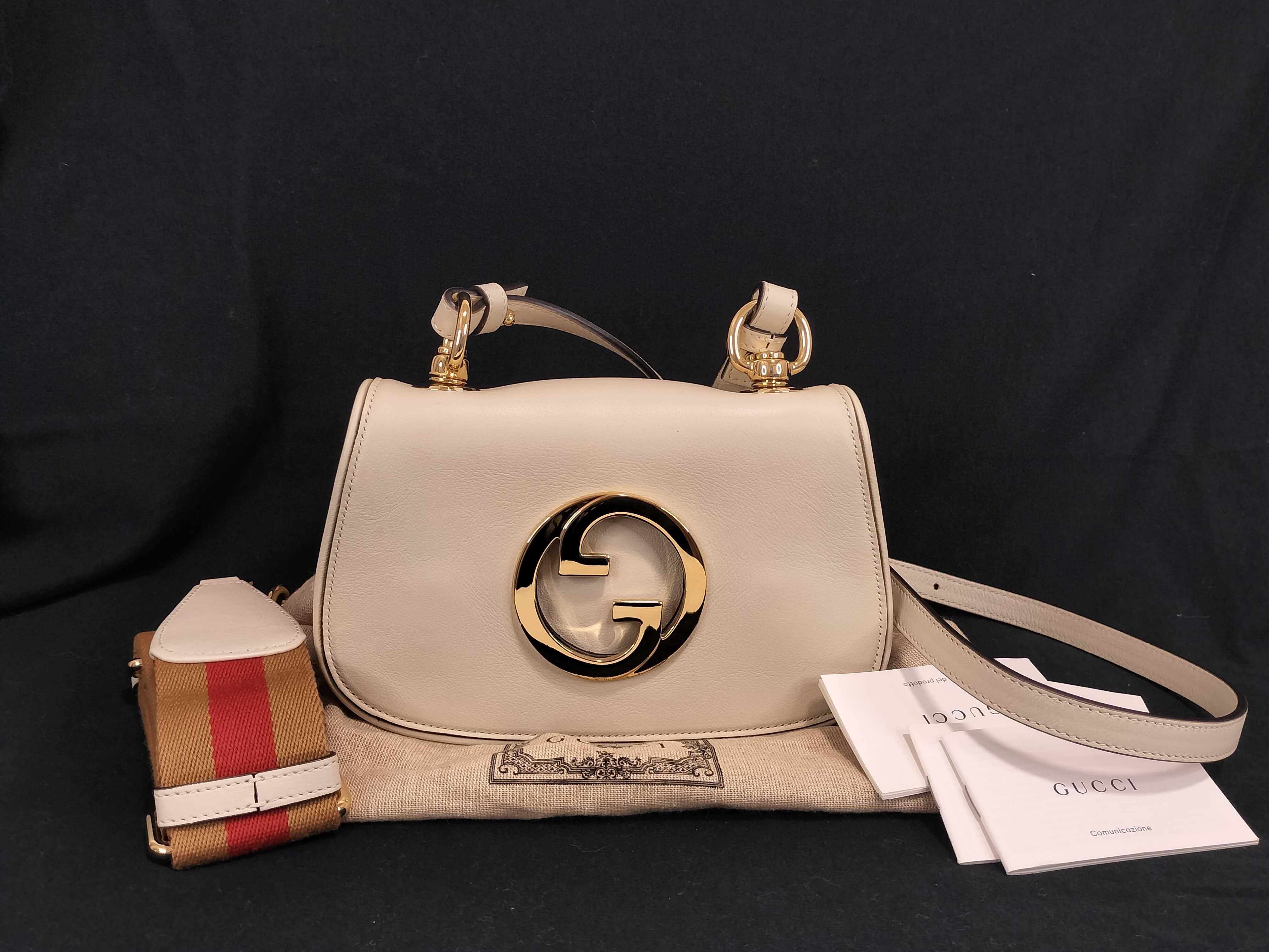 Interlocking G Blondie Leather 2-Way Shoulder Bag White 698643 Shoulder Bag