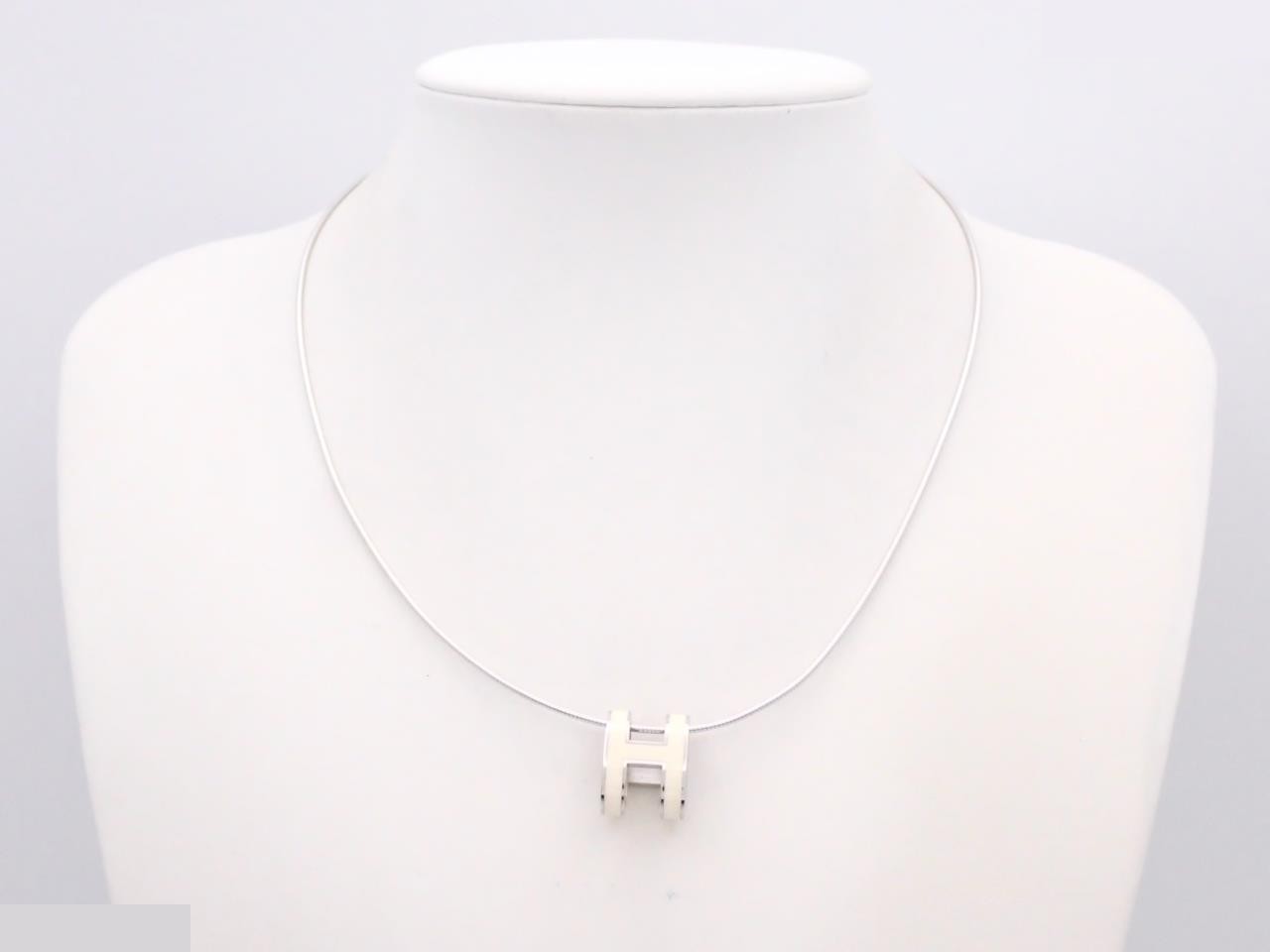 Pop H Necklace Silver x White Neck circumference approx. 42cm — view 3