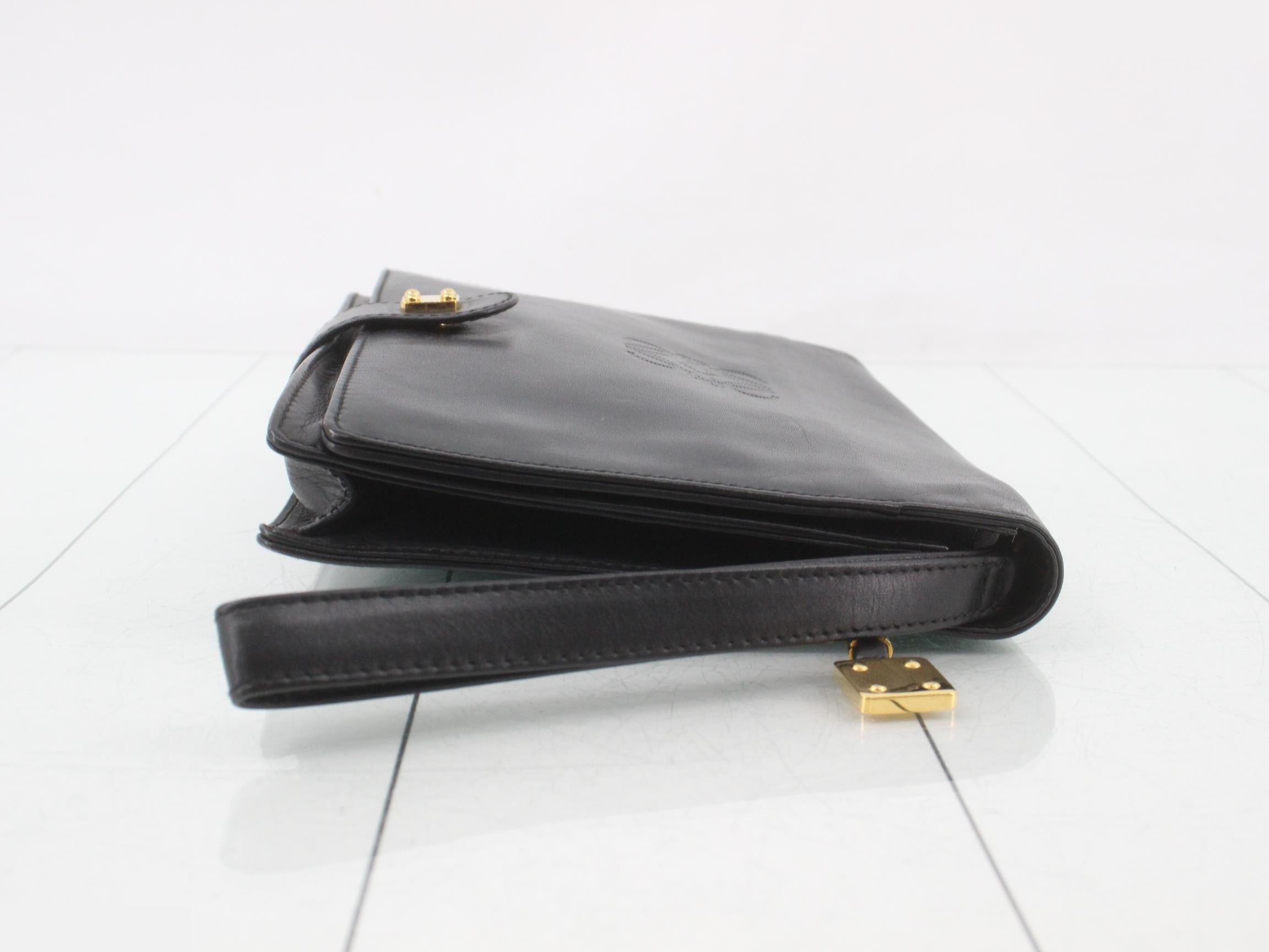 Anagram Clutch Pouch, Leather, Black — view 3