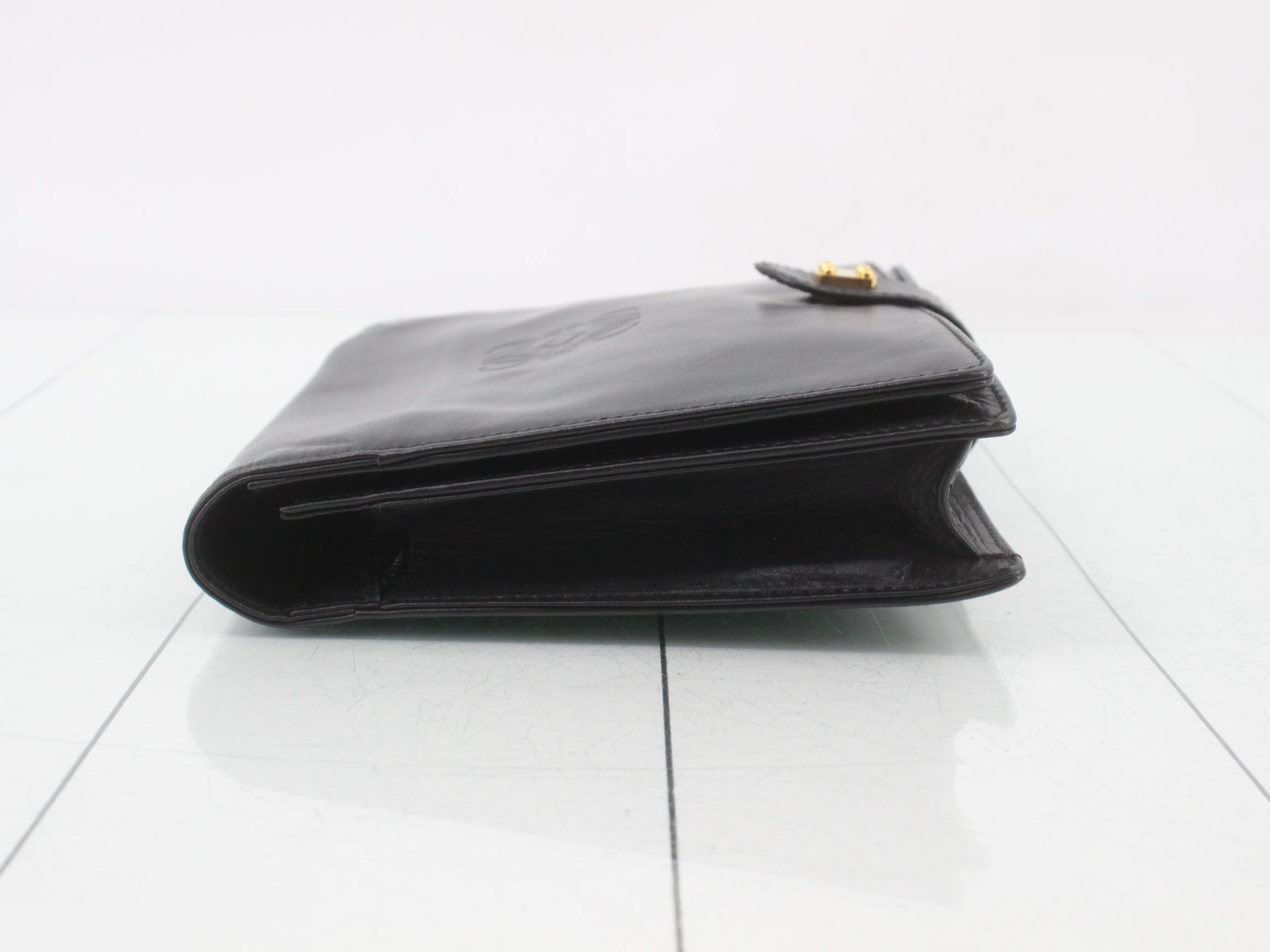 Anagram Clutch Pouch, Leather, Black — view 4