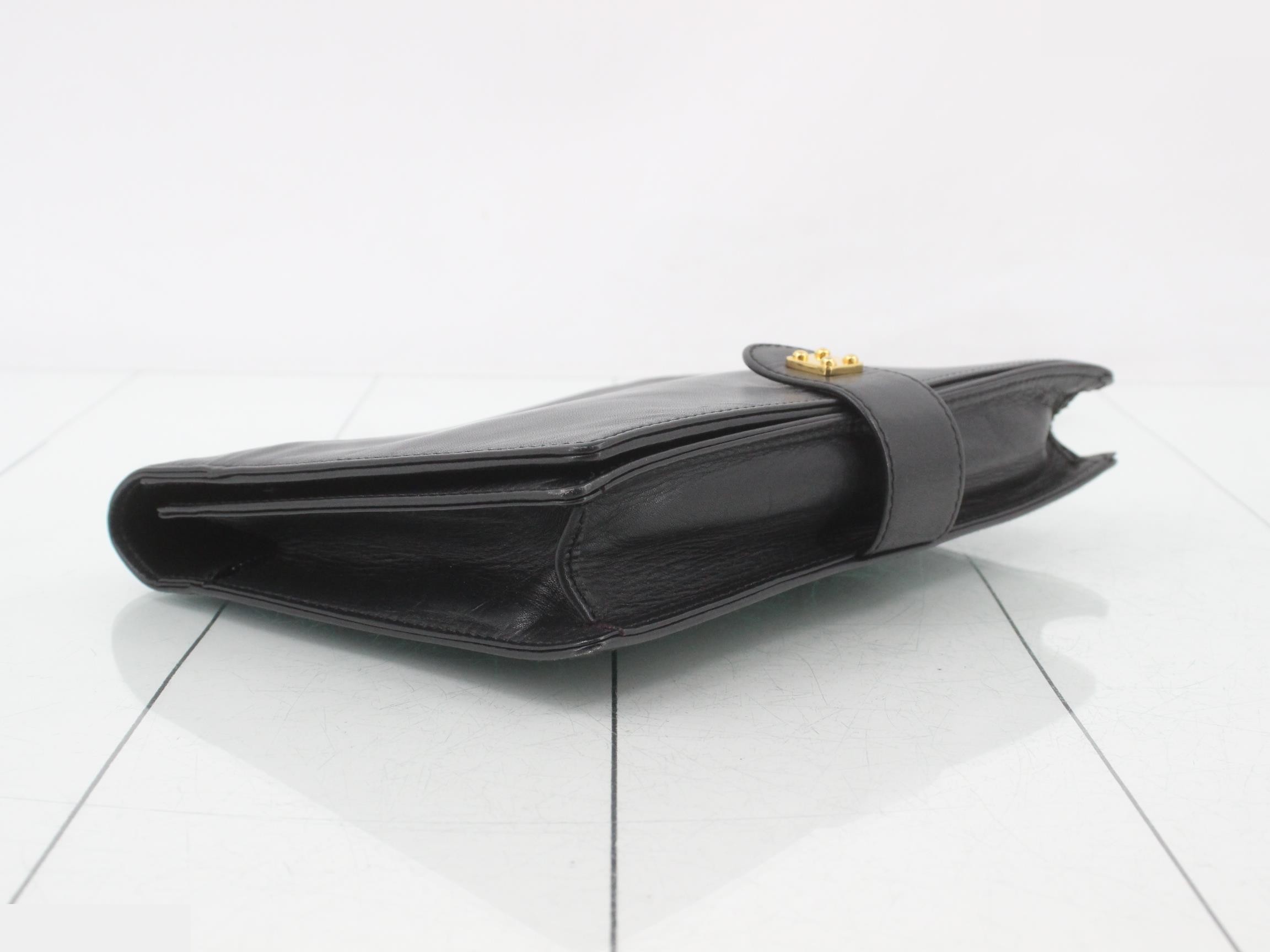 Anagram Clutch Pouch, Leather, Black — view 5