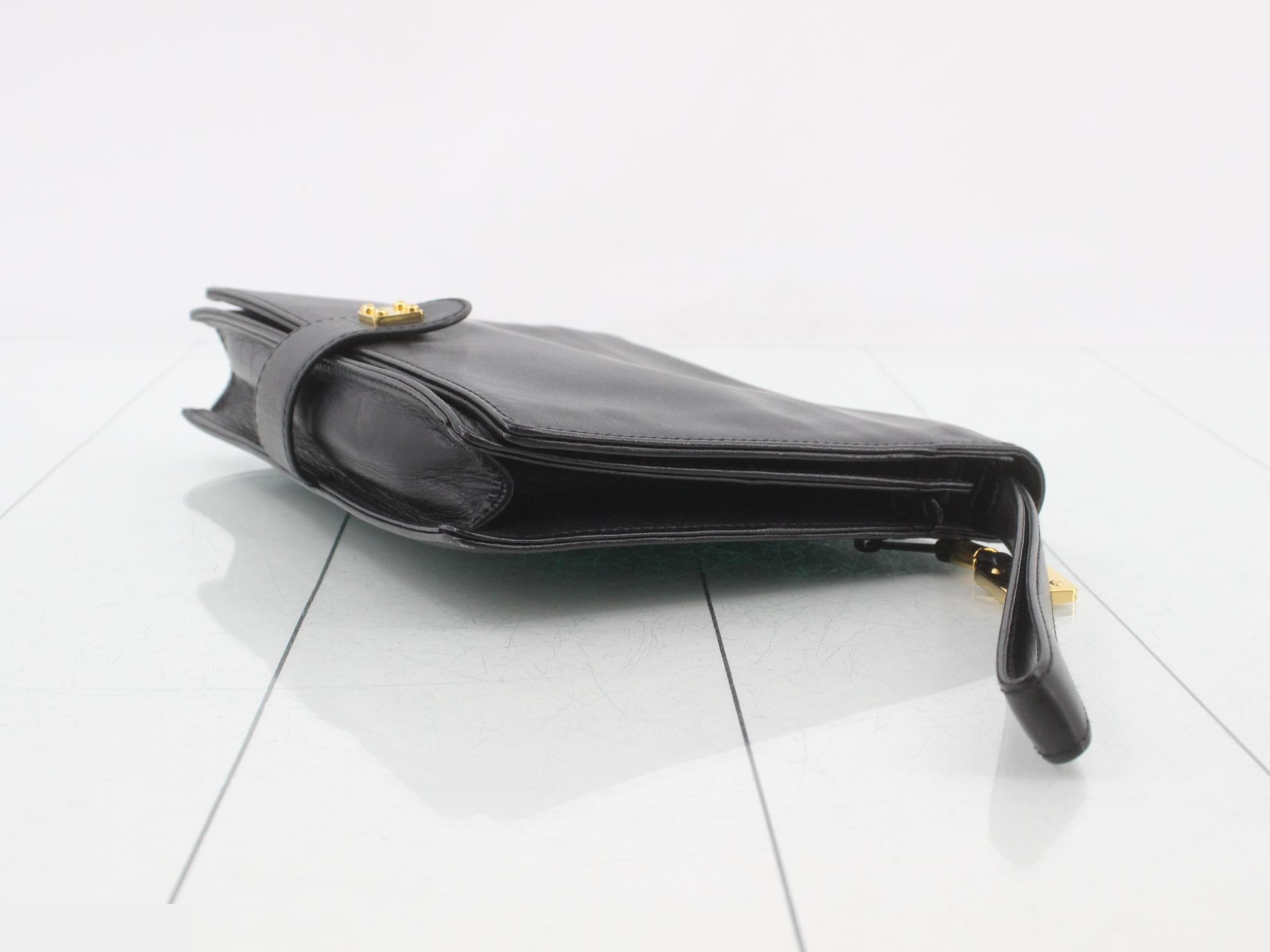 Anagram Clutch Pouch, Leather, Black — view 6