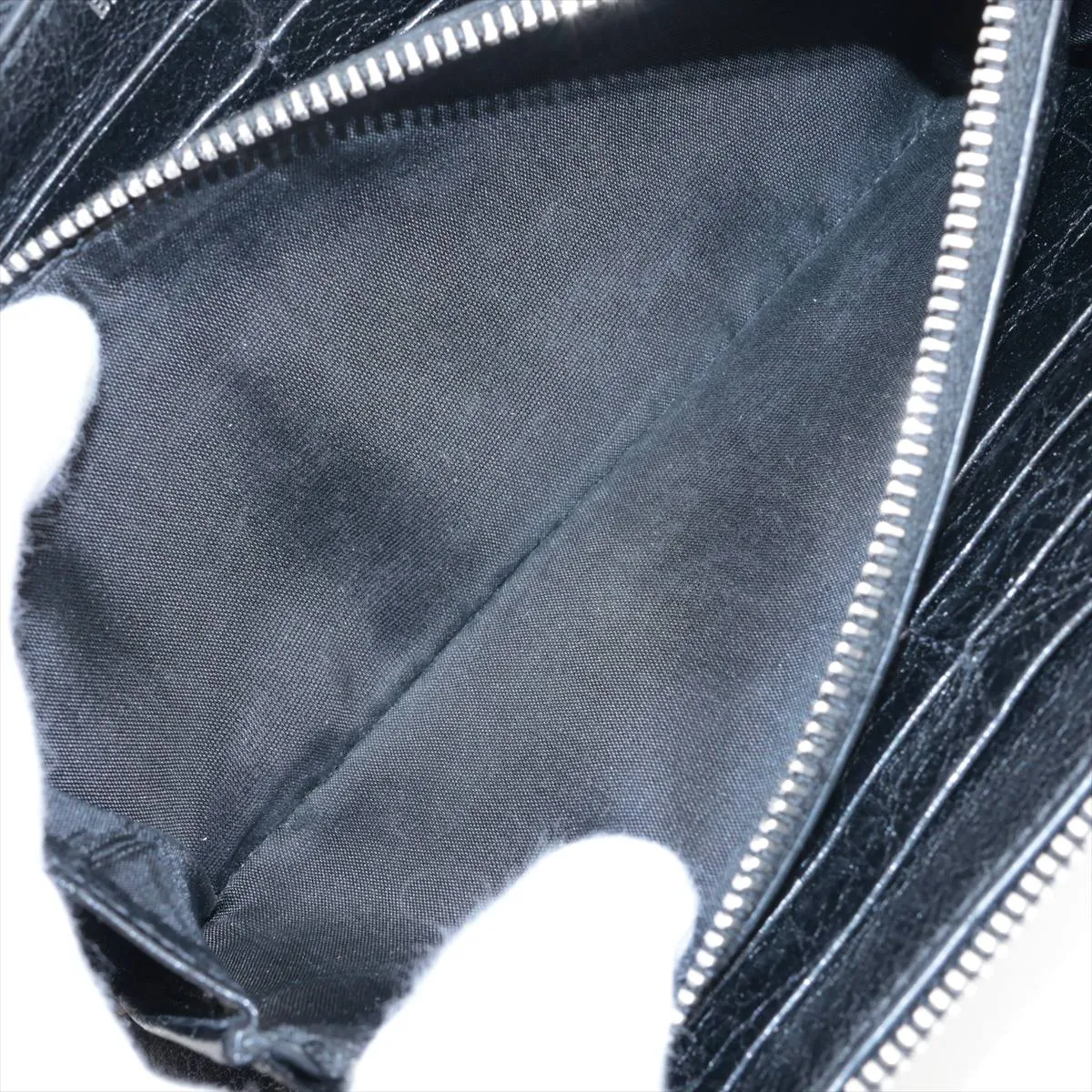 leather round zip wallet black — view 8