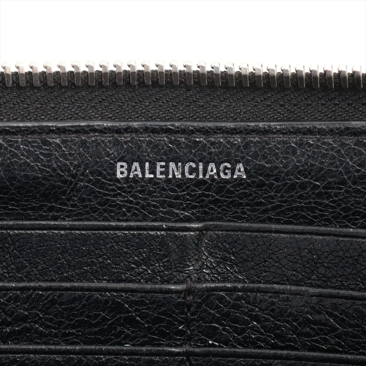 leather round zip wallet black — view 9