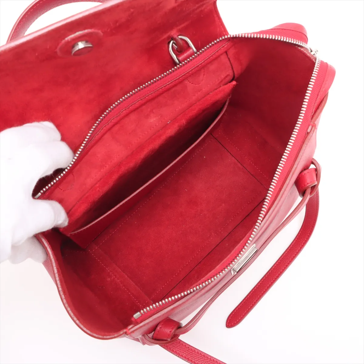 Belt Bag Micro Leather 2-Way Handbag Red — view 8