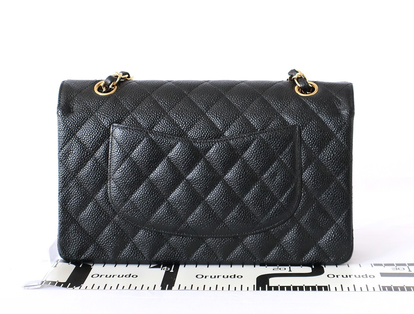 Caviar leather Matelassé 25 Double flap Double chain shoulder bag, black — view 2