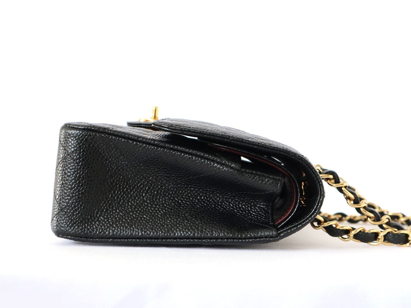Caviar leather Matelassé 25 Double flap Double chain shoulder bag, black — view 7