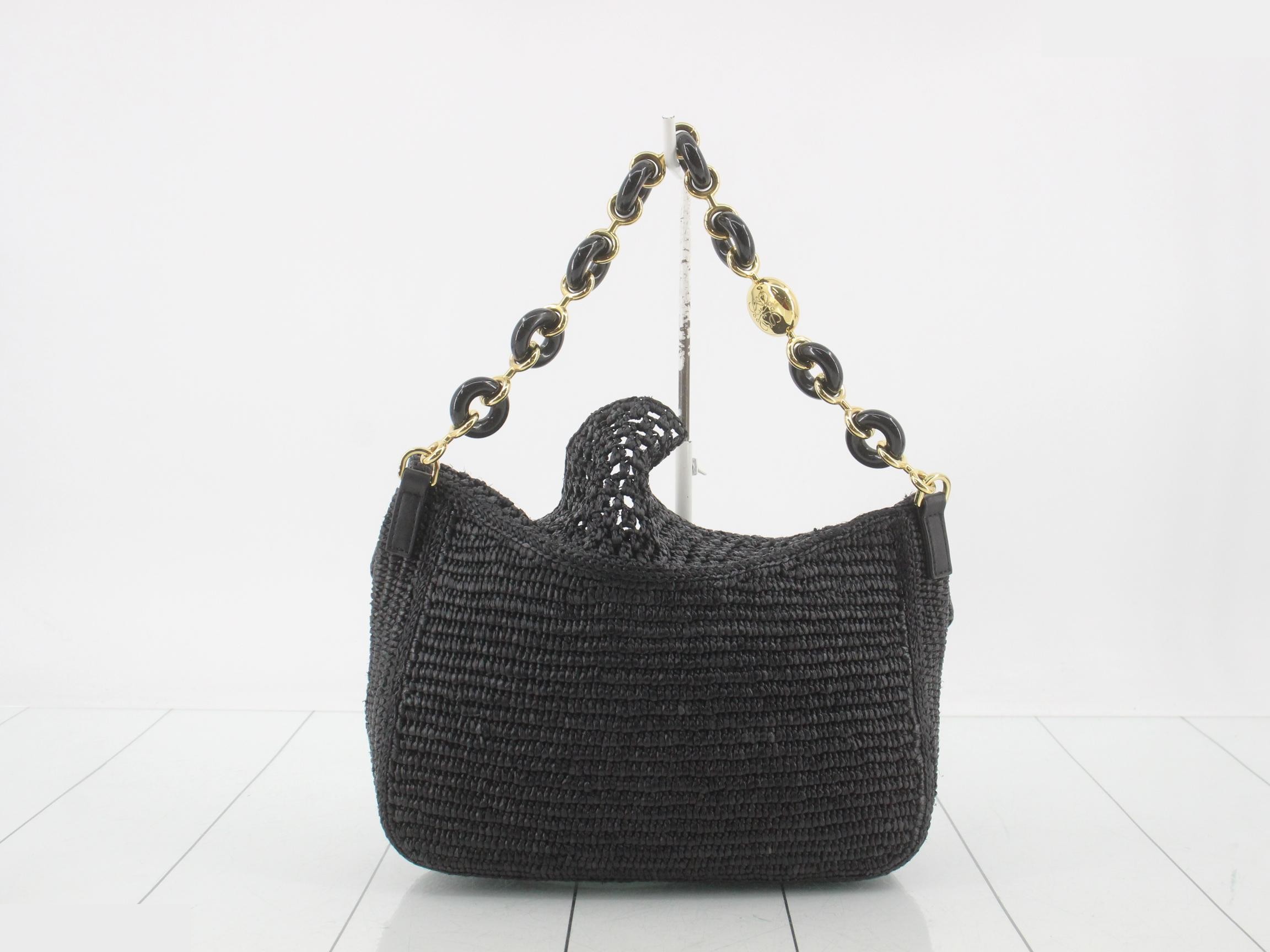 Ora Raffia 2-Way Shoulder Bag, Black — view 2