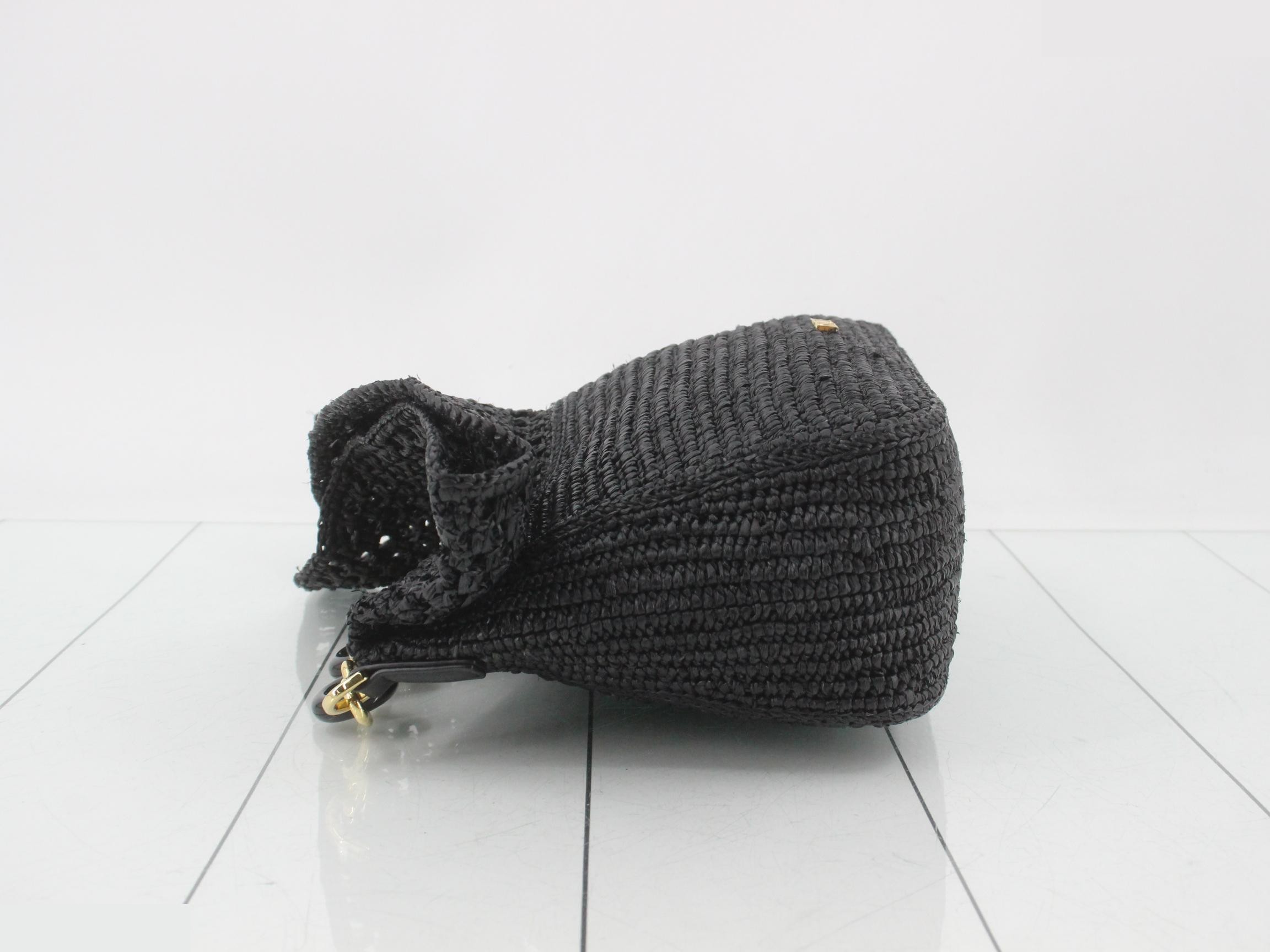 Ora Raffia 2-Way Shoulder Bag, Black — view 4
