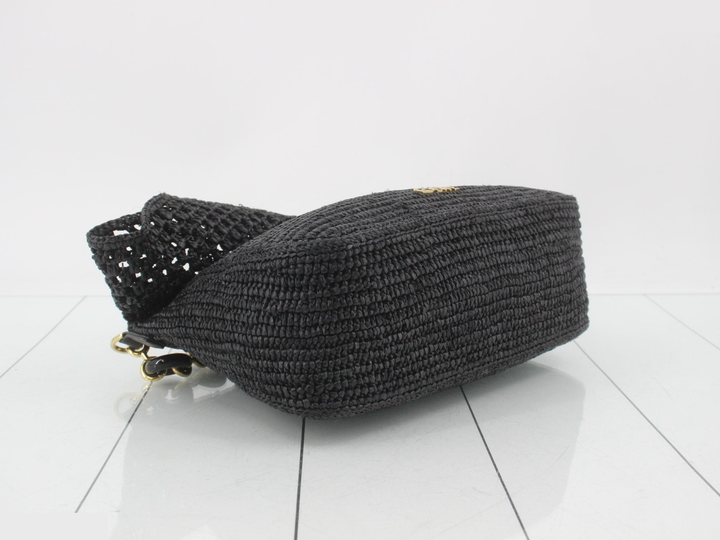 Ora Raffia 2-Way Shoulder Bag, Black — view 5