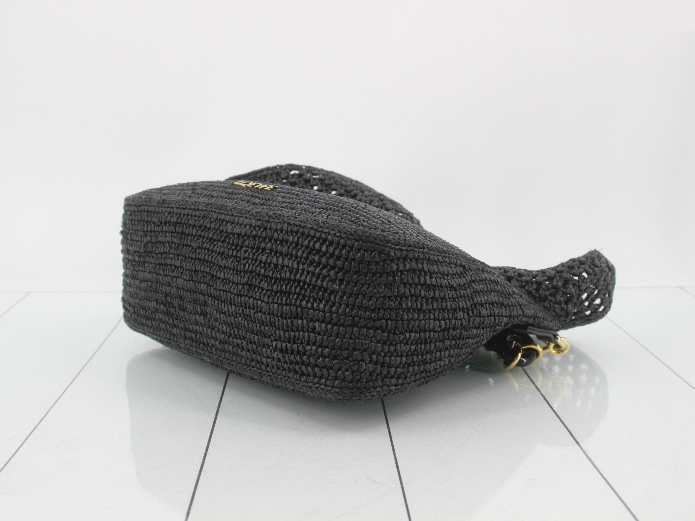 Ora Raffia 2-Way Shoulder Bag, Black — view 6