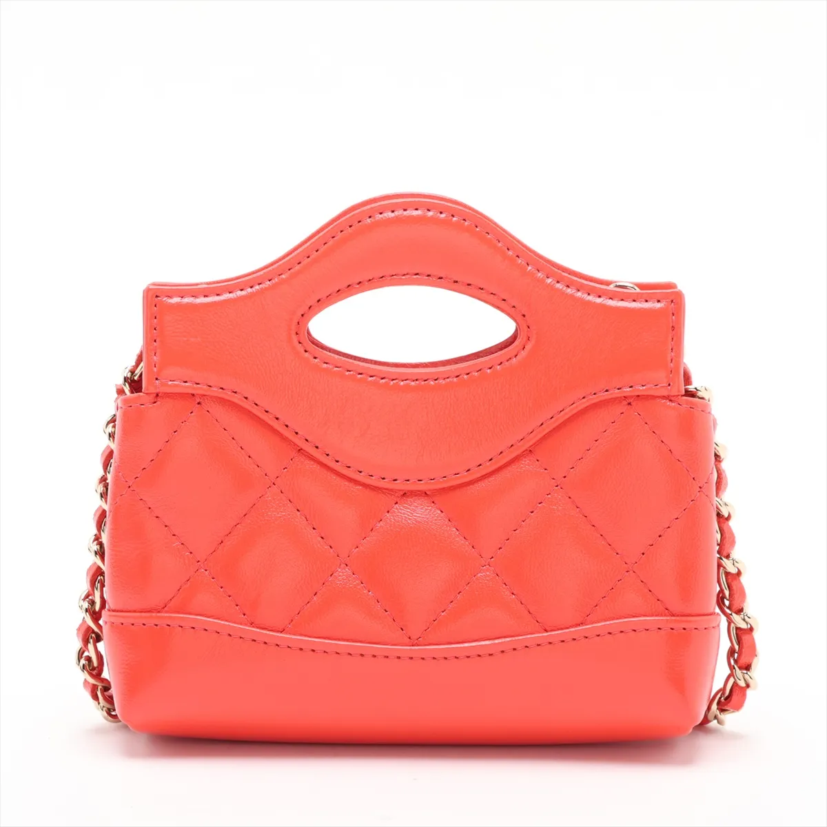 Matelassé Leather Chain Shoulder Bag, Red, Gold Hardware, A1A82T89, Random Serial Number — view 2
