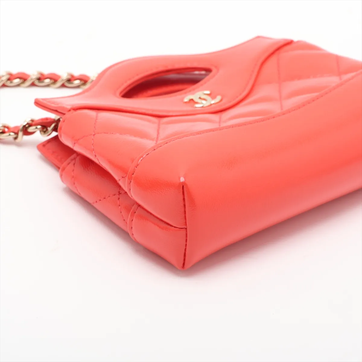 Matelassé Leather Chain Shoulder Bag, Red, Gold Hardware, A1A82T89, Random Serial Number — view 4