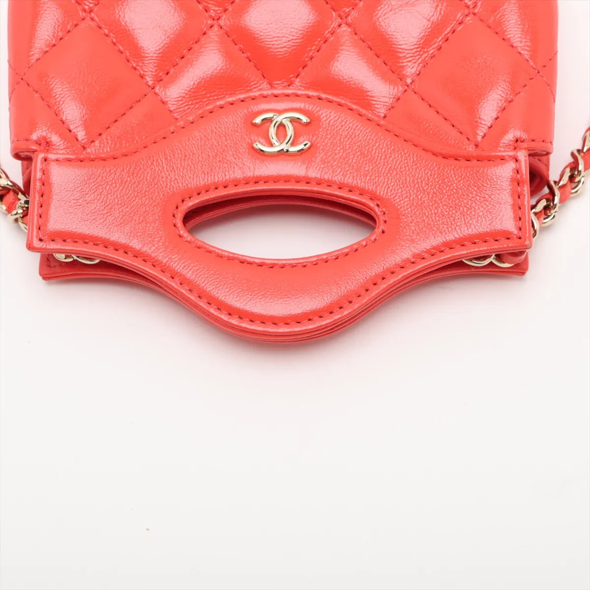 Matelassé Leather Chain Shoulder Bag, Red, Gold Hardware, A1A82T89, Random Serial Number — view 5