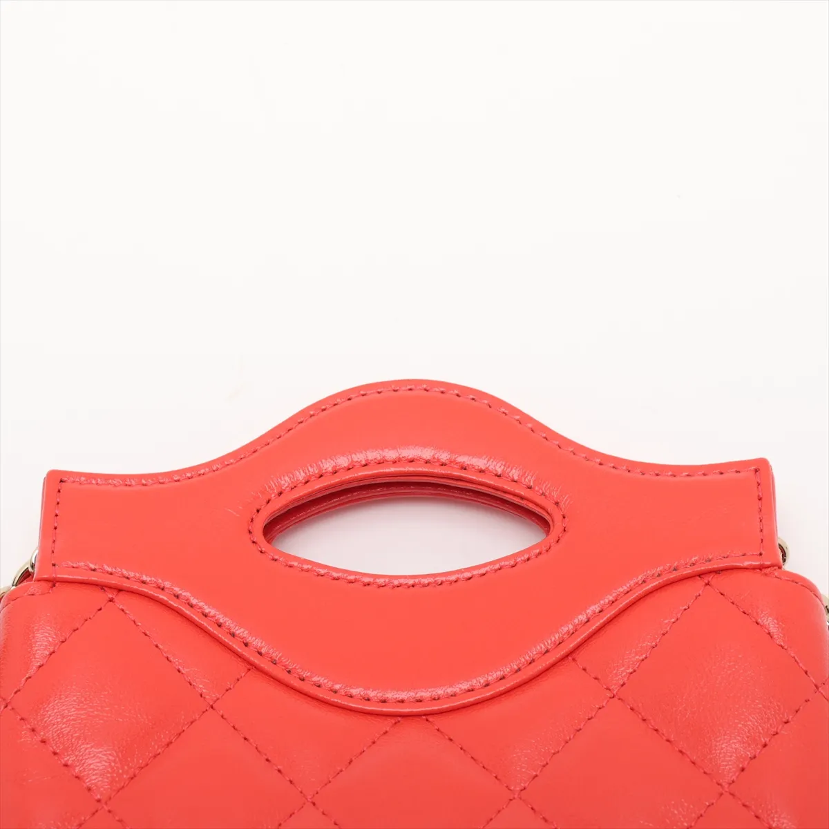 Matelassé Leather Chain Shoulder Bag, Red, Gold Hardware, A1A82T89, Random Serial Number — view 6