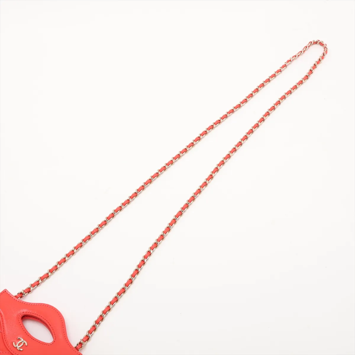 Matelassé Leather Chain Shoulder Bag, Red, Gold Hardware, A1A82T89, Random Serial Number — view 7