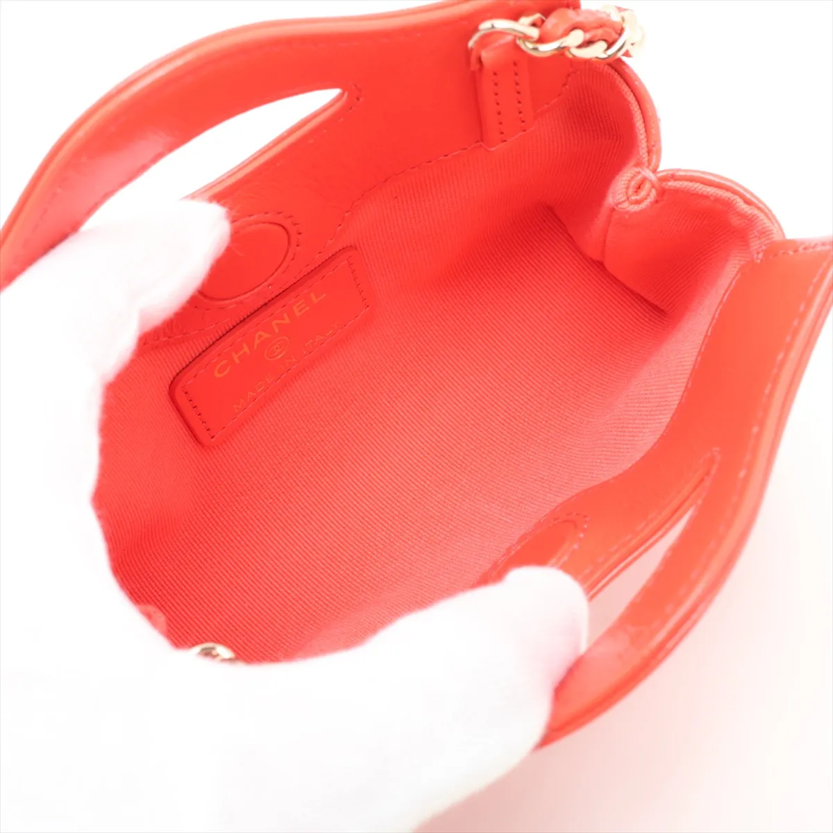 Matelassé Leather Chain Shoulder Bag, Red, Gold Hardware, A1A82T89, Random Serial Number — view 8