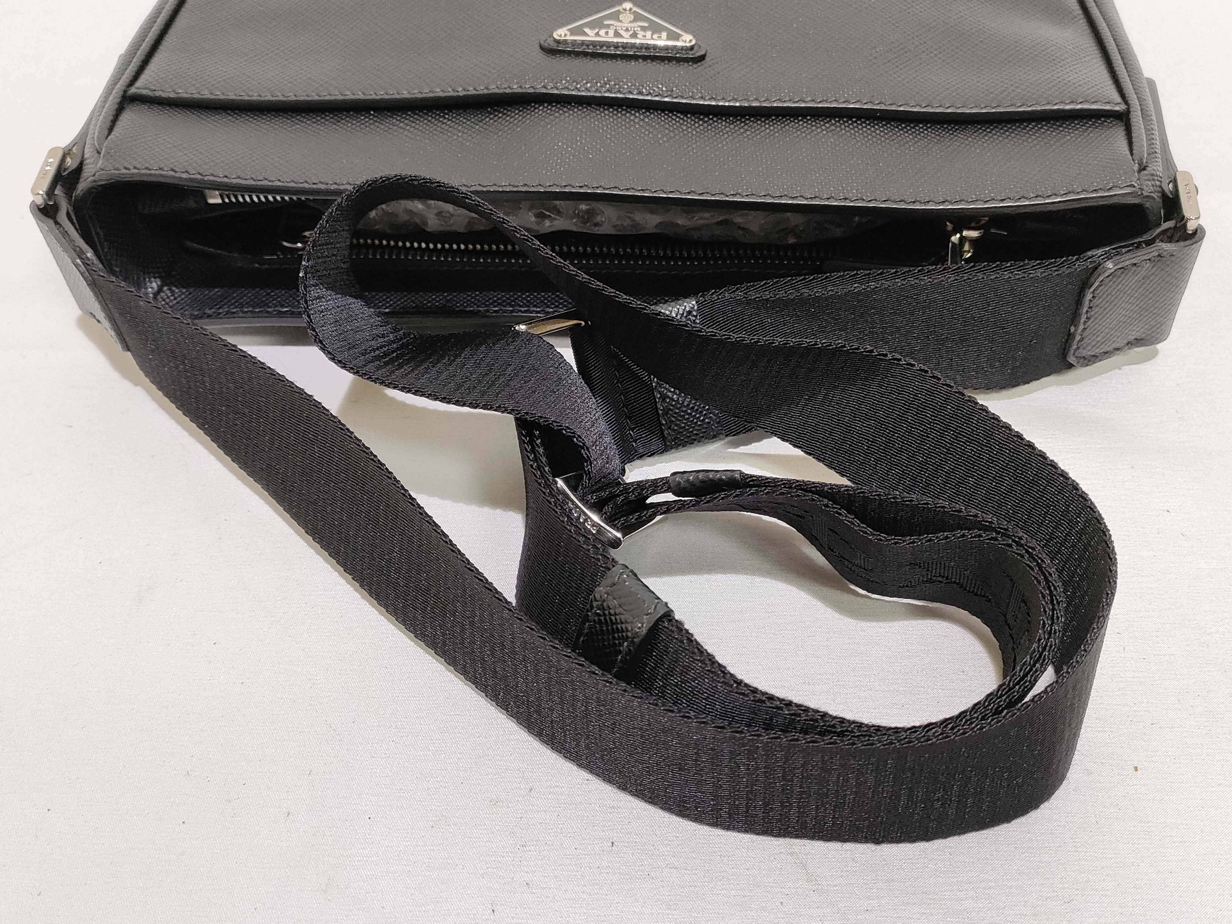 Shoulder Bag, Saffiano Leather, Black Shoulder Bag — view 3