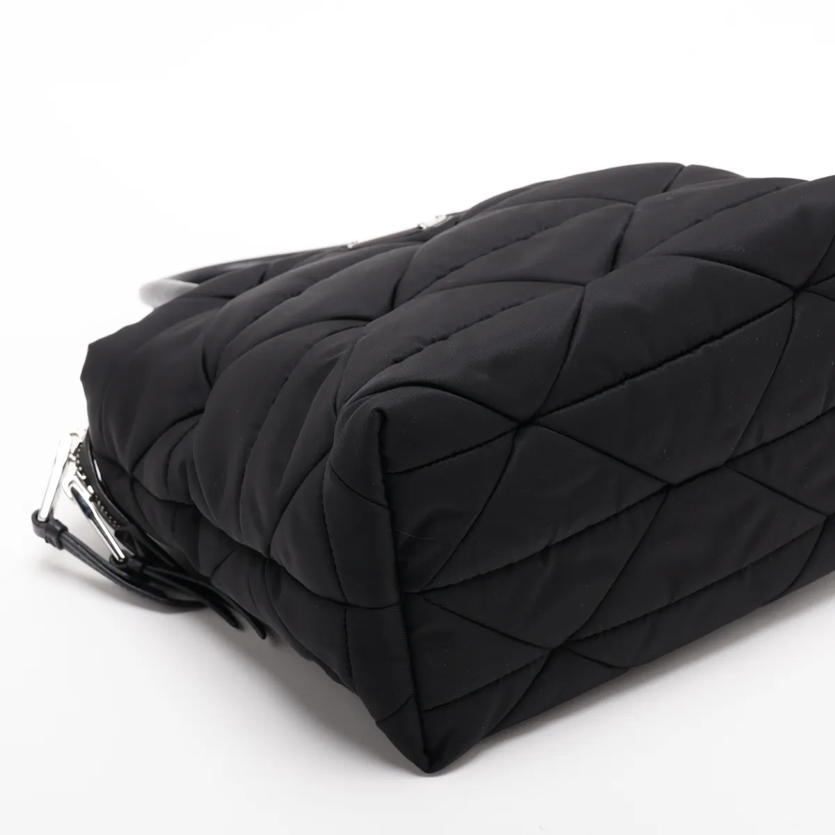 Tessuto Quilted Nylon x Leather 2-Way Handbag, Black — view 4