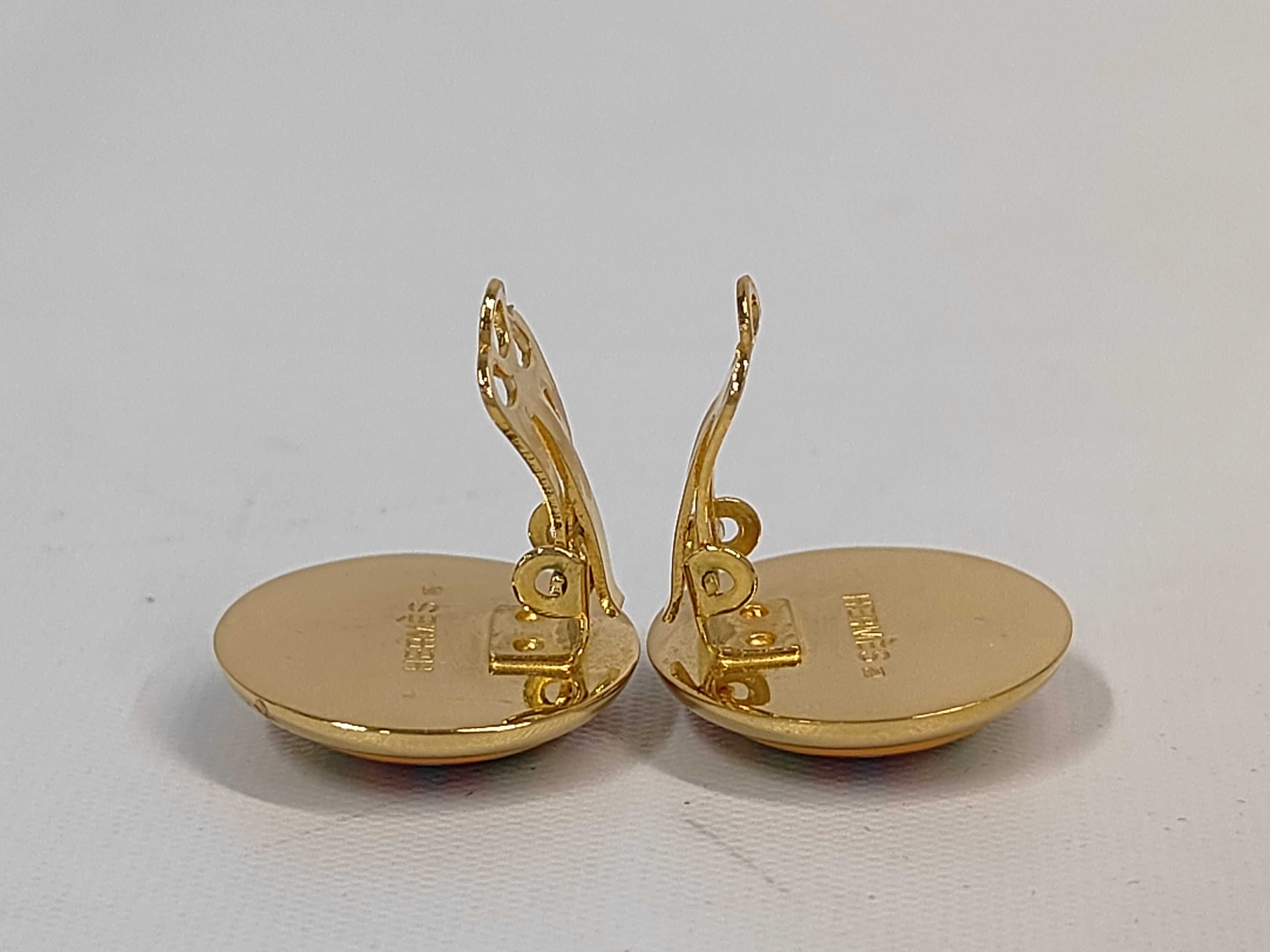 Enamel Border Earrings, Multicolor x Gold Hardware, Hermes Earrings — view 4