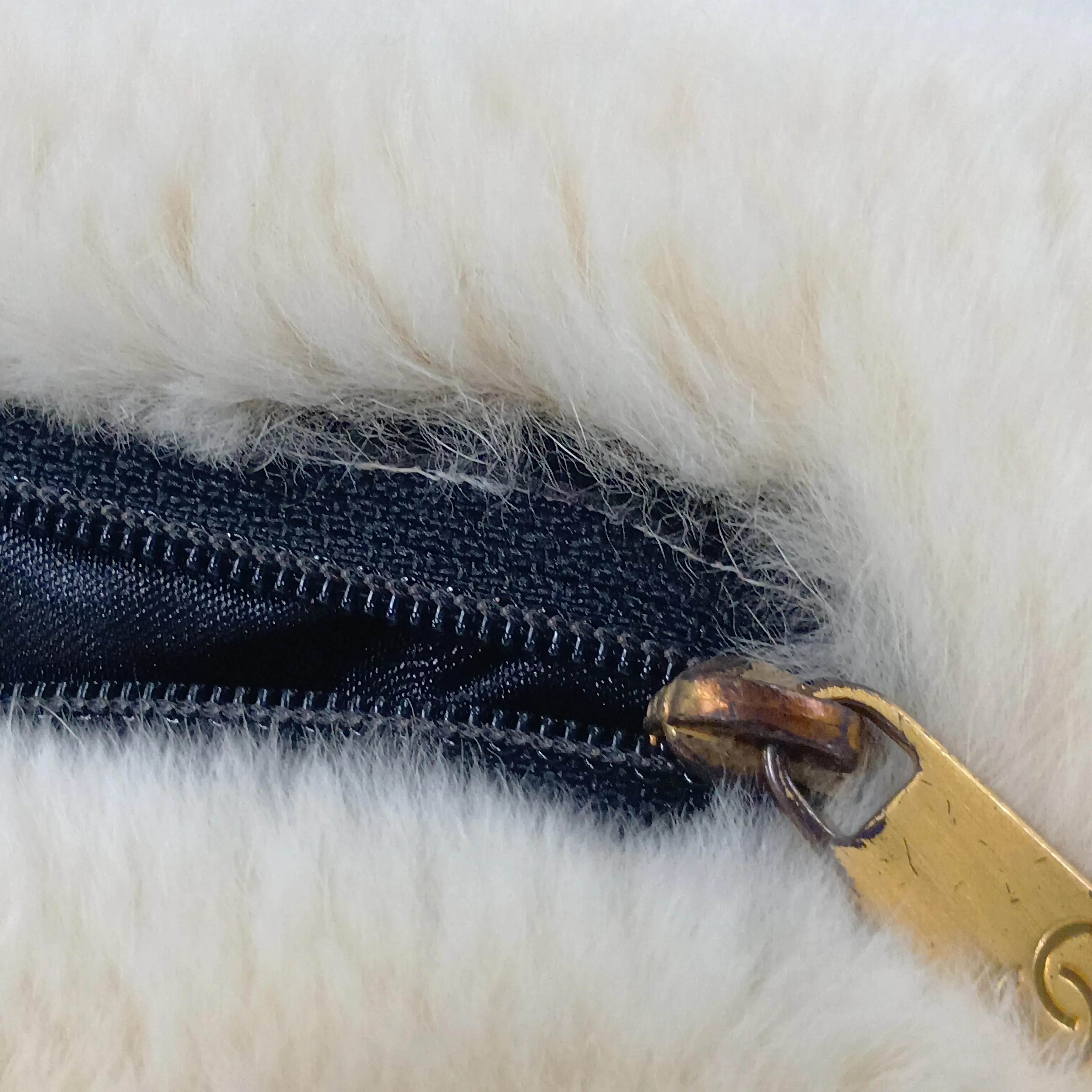 Coco Mark Lapin Chain Shoulder Bag with Fur Arm Sleeves, White, Silver Hardware — view 11