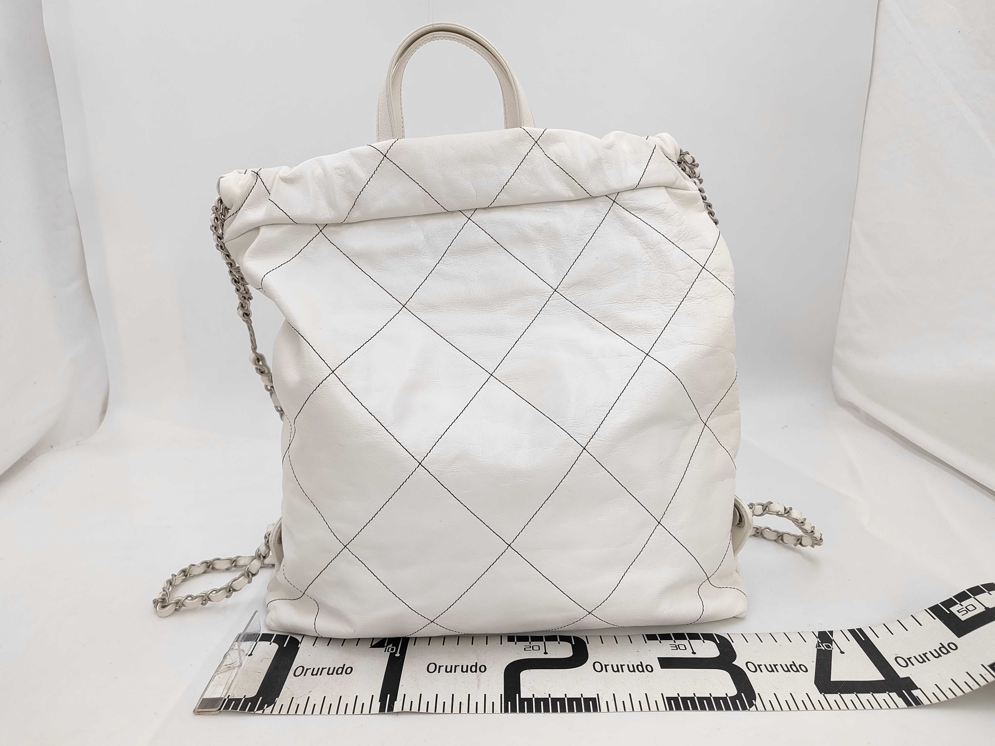 22 Large Backpack, Random Serial Number, Calfskin, White, Silver Hardware, Rucksack — view 2