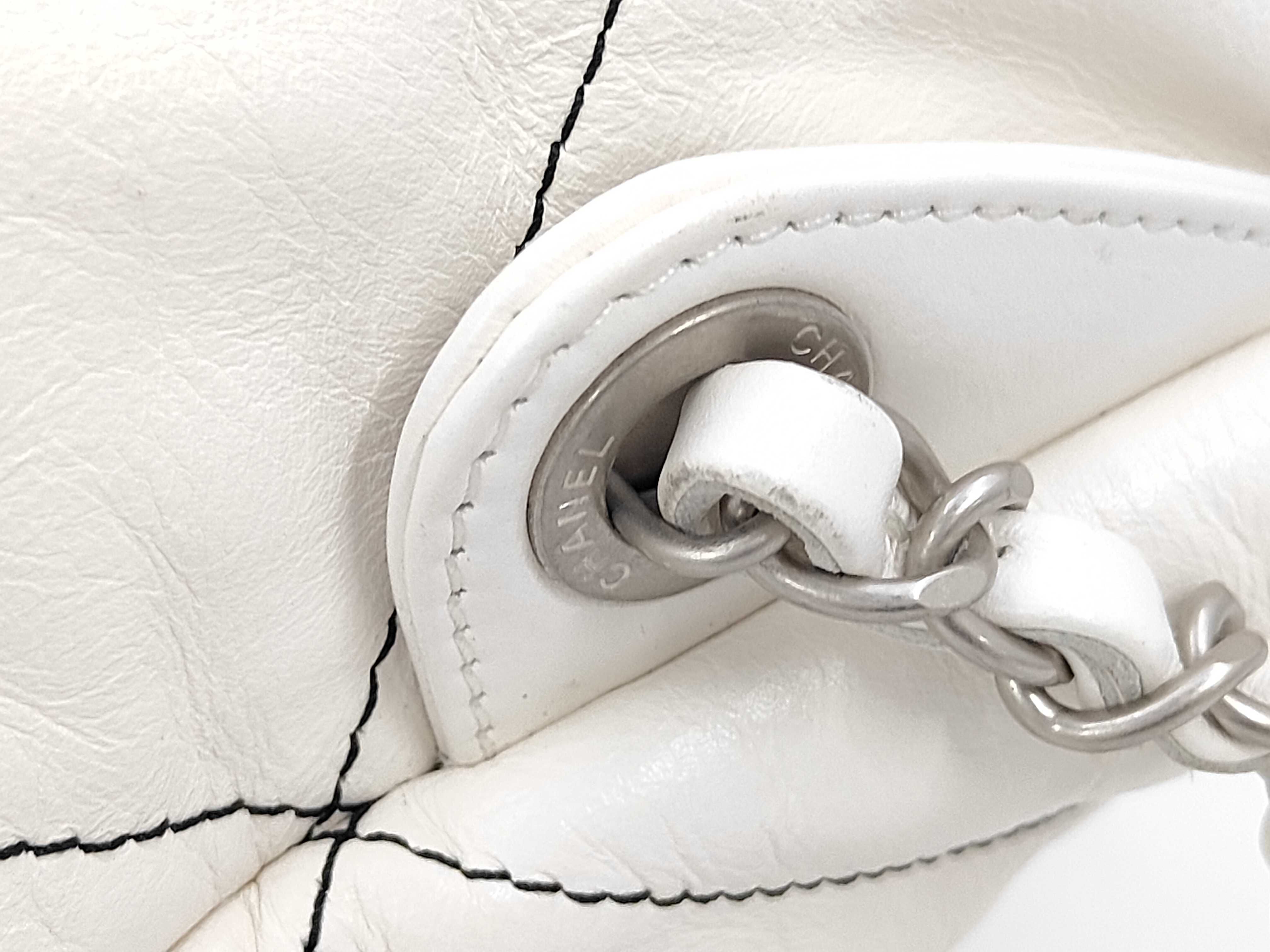 22 Large Backpack, Random Serial Number, Calfskin, White, Silver Hardware, Rucksack — view 7
