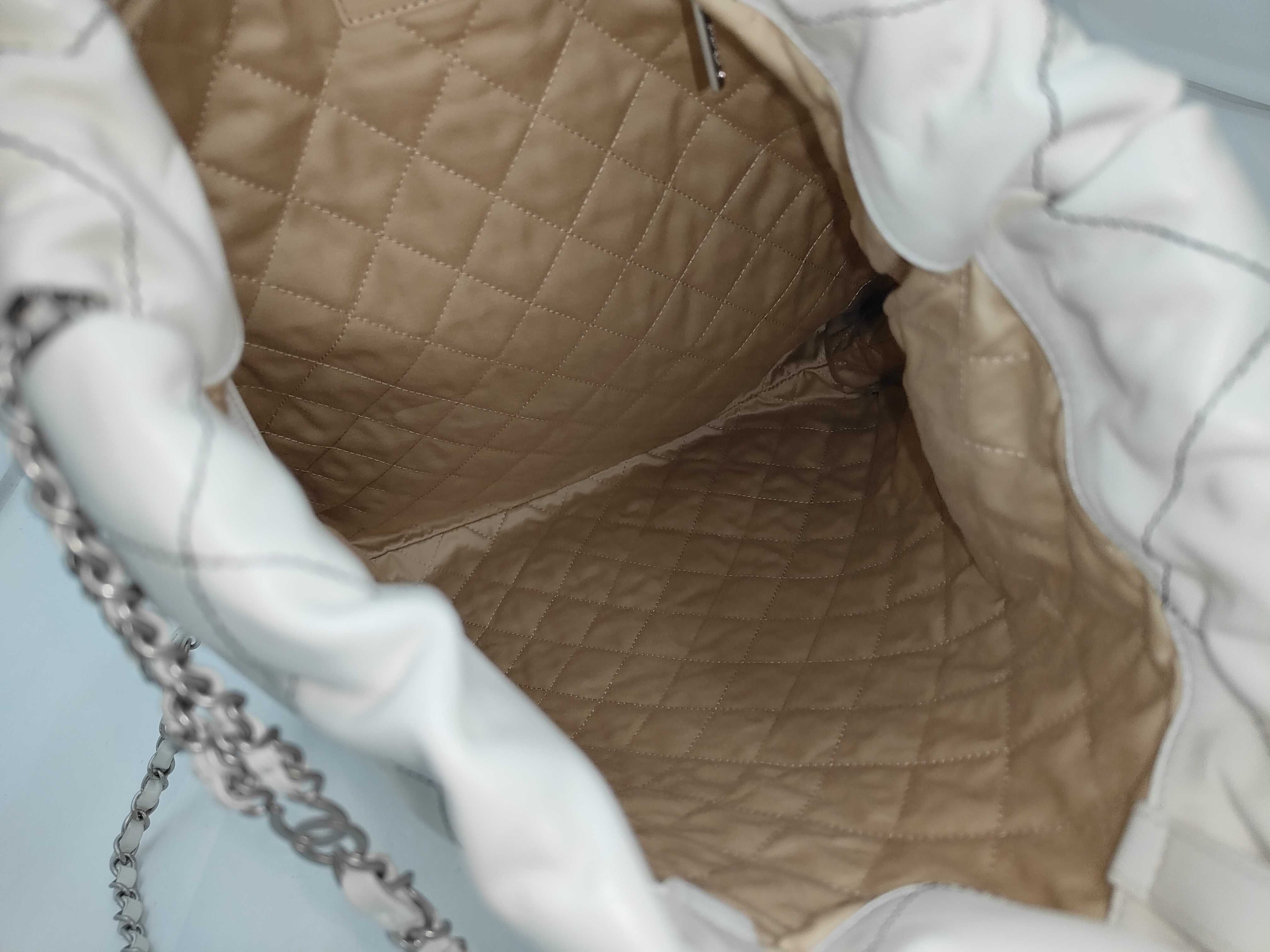 22 Large Backpack, Random Serial Number, Calfskin, White, Silver Hardware, Rucksack — view 8