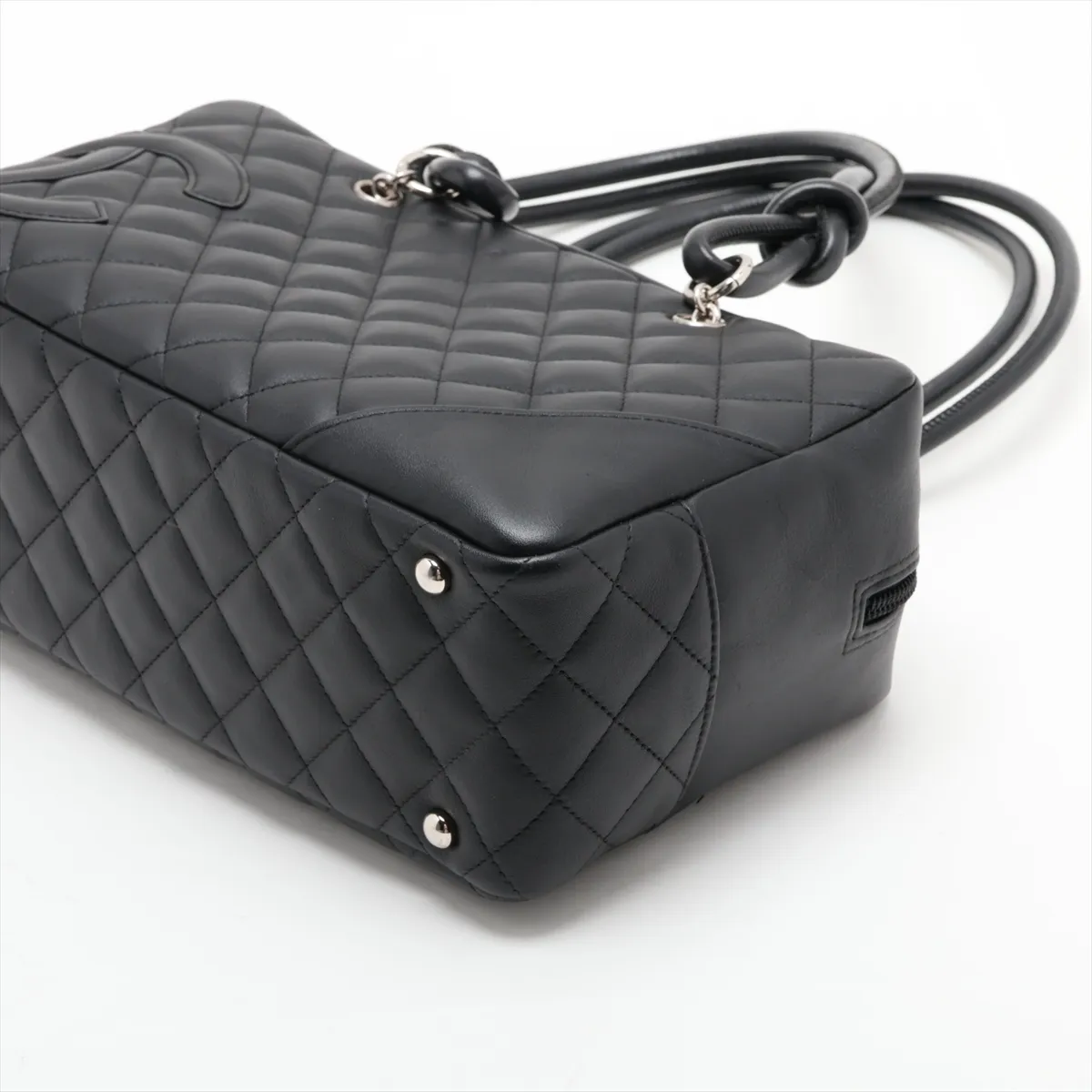 Cambon Line Leather Handbag, Black with Silver Hardware, 10121856 (Serial Number in the 10s) — view 3
