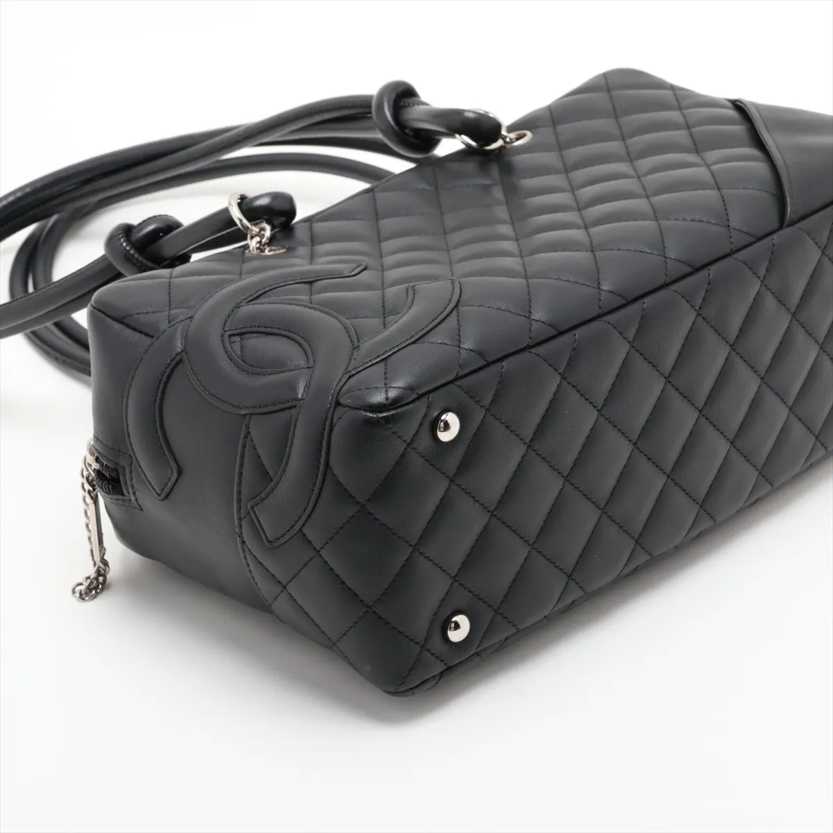 Cambon Line Leather Handbag, Black with Silver Hardware, 10121856 (Serial Number in the 10s) — view 4