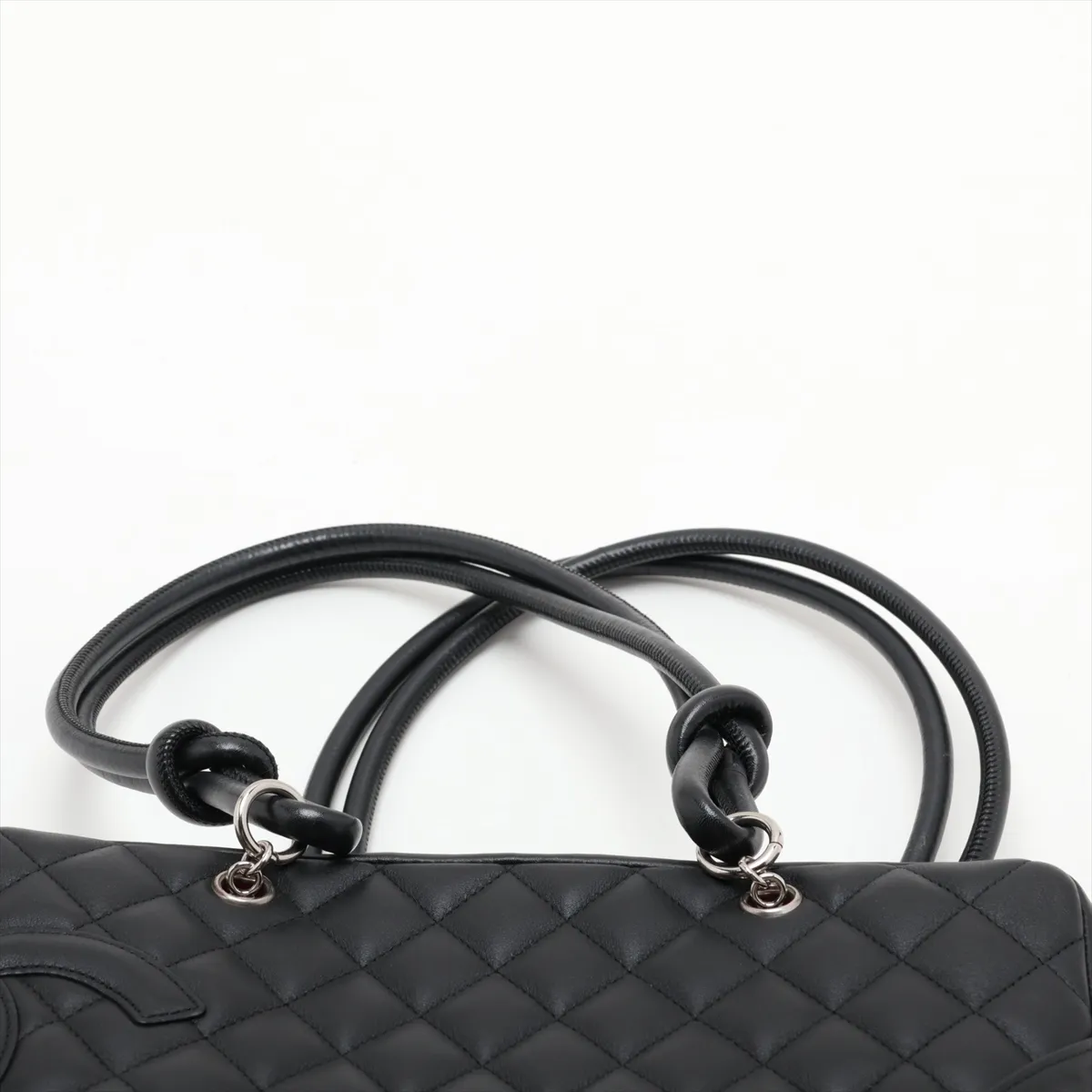 Cambon Line Leather Handbag, Black with Silver Hardware, 10121856 (Serial Number in the 10s) — view 6