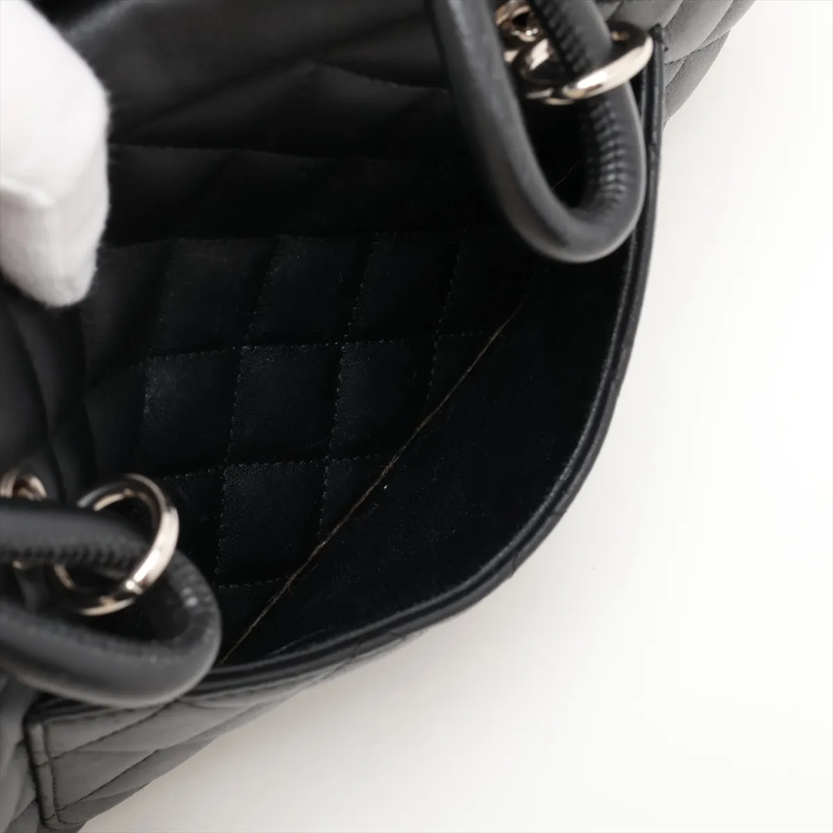Cambon Line Leather Handbag, Black with Silver Hardware, 10121856 (Serial Number in the 10s) — view 9