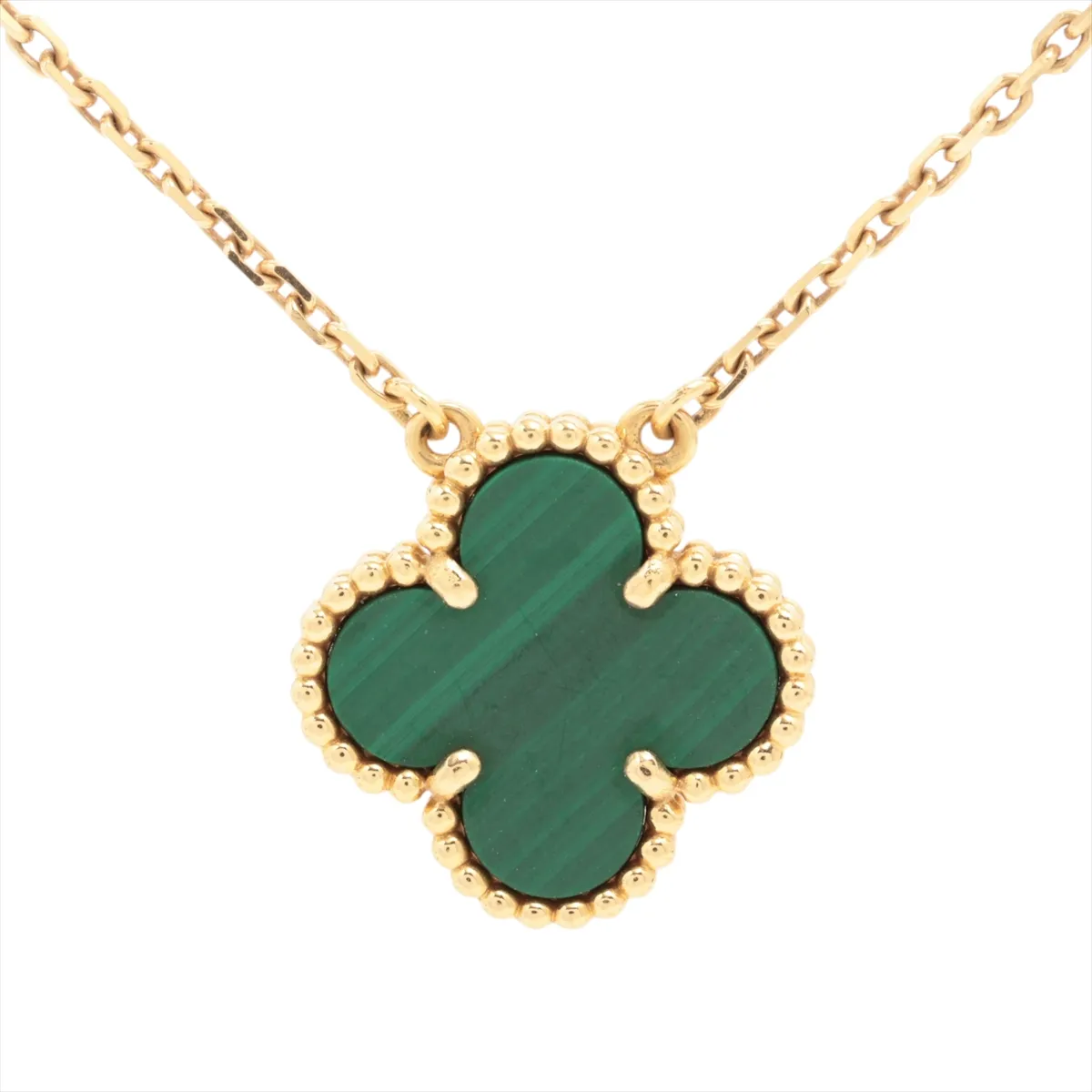 Vintage Alhambra Malachite Necklace 750(YG) 5.4g JD896172 Stone