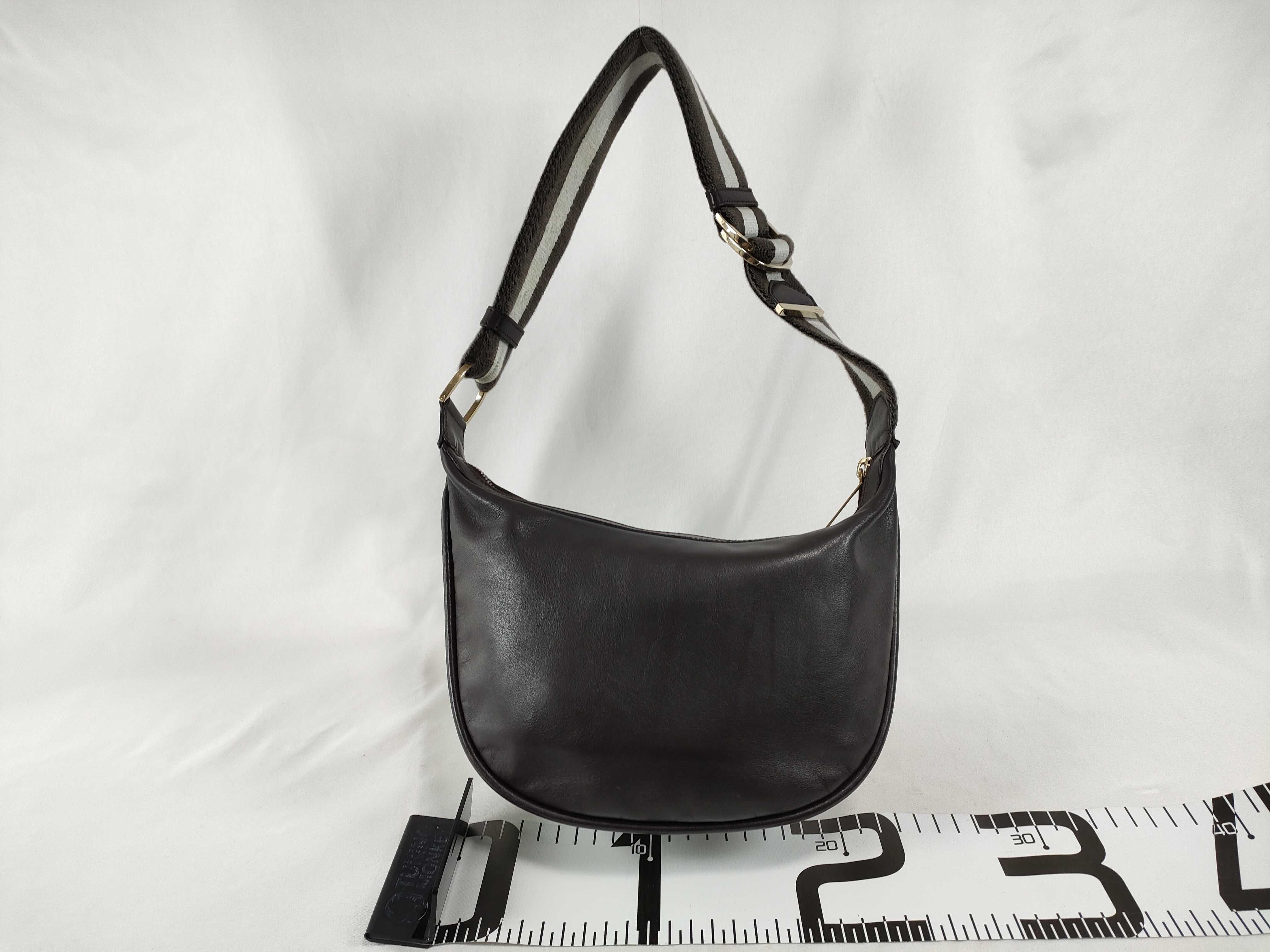 Leather Sherry Line 001 4186 Half Moon Hobo Dark Brown One Shoulder Bag — view 2