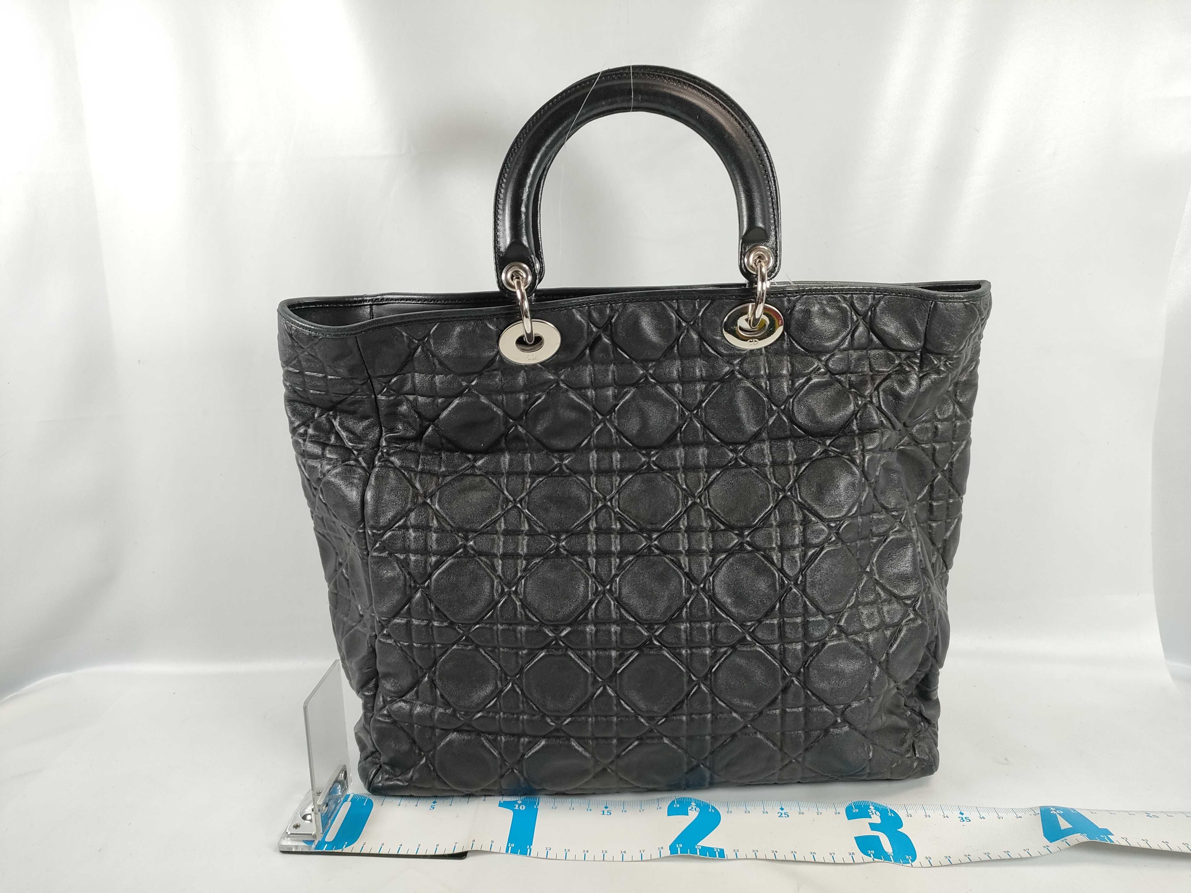 Lady Dior Lambskin Leather Handbag Vintage Tote Bag — view 2
