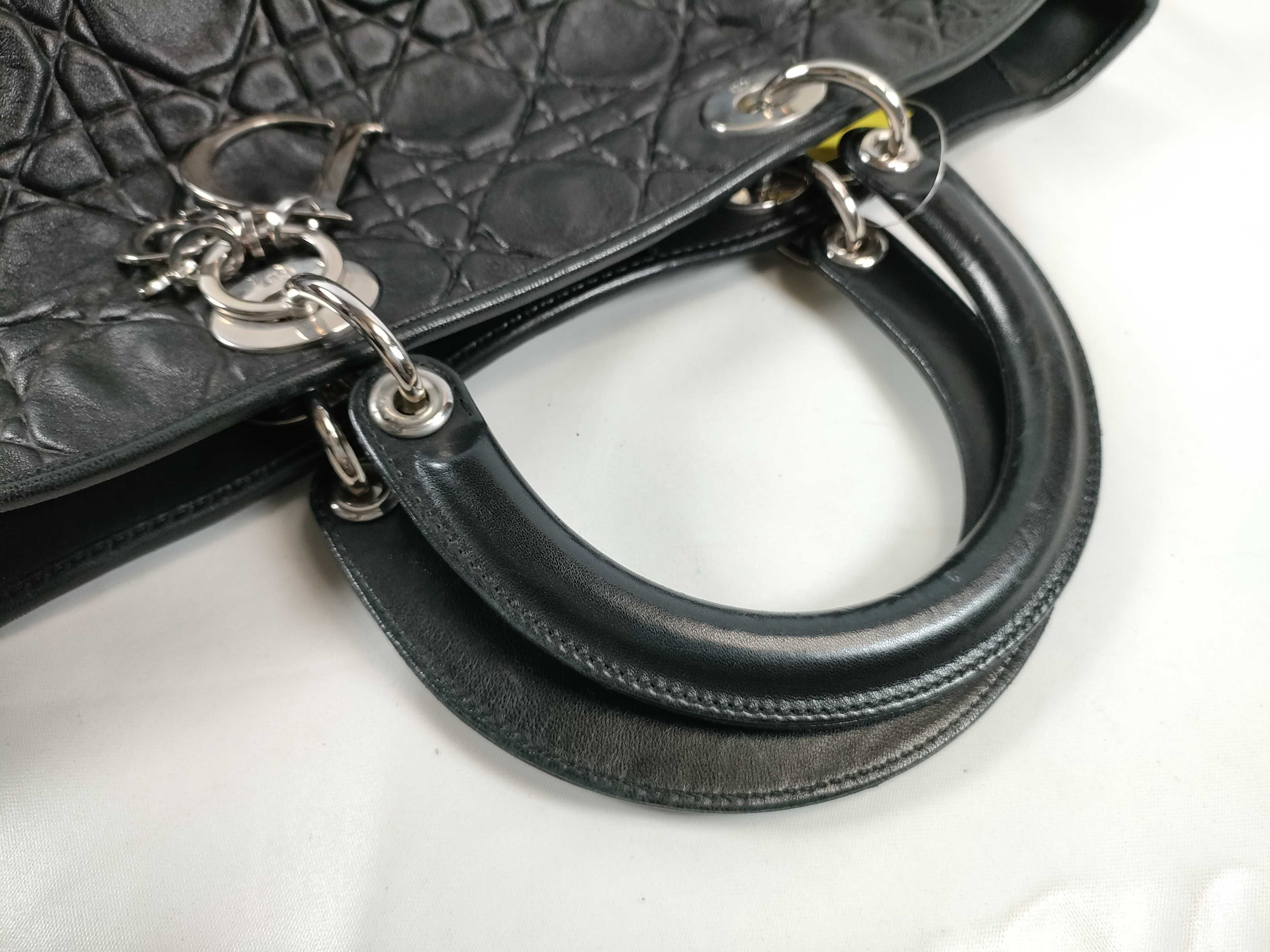 Lady Dior Lambskin Leather Handbag Vintage Tote Bag — view 3