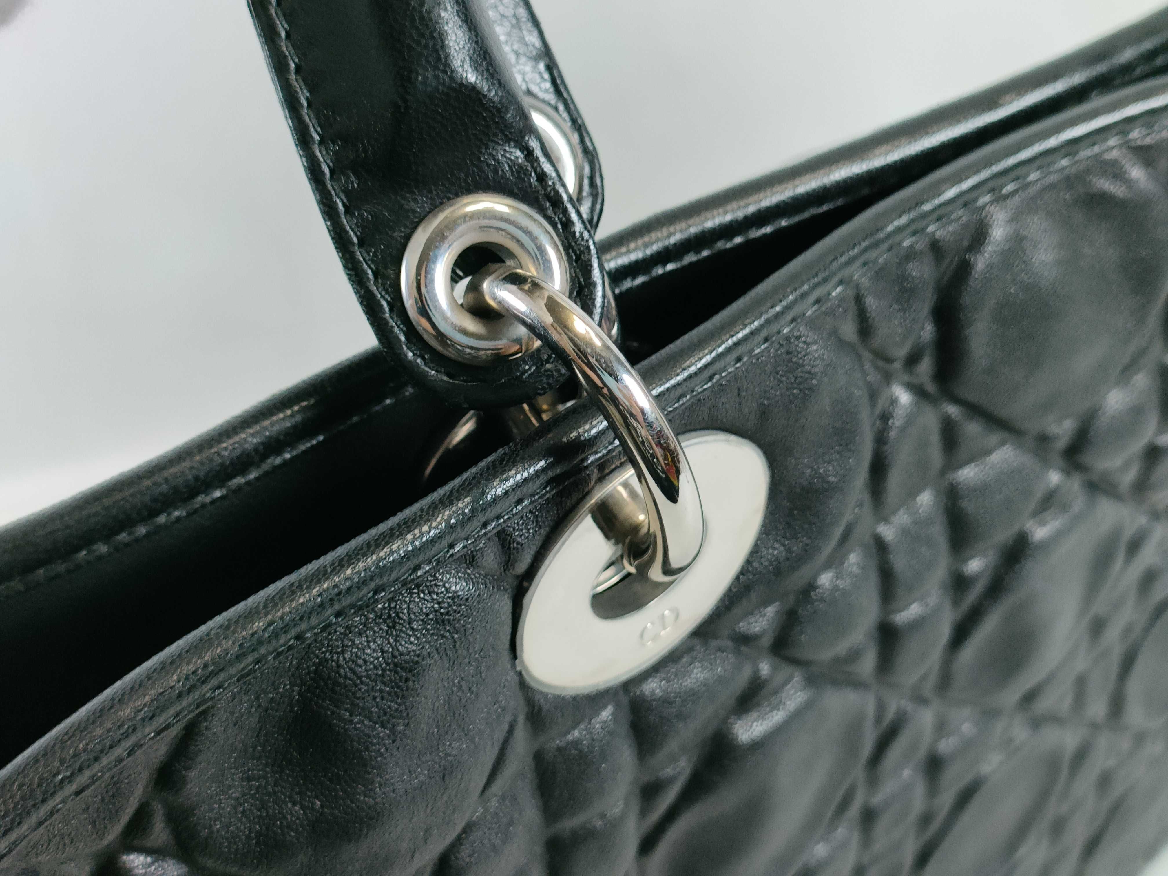 Lady Dior Lambskin Leather Handbag Vintage Tote Bag — view 5