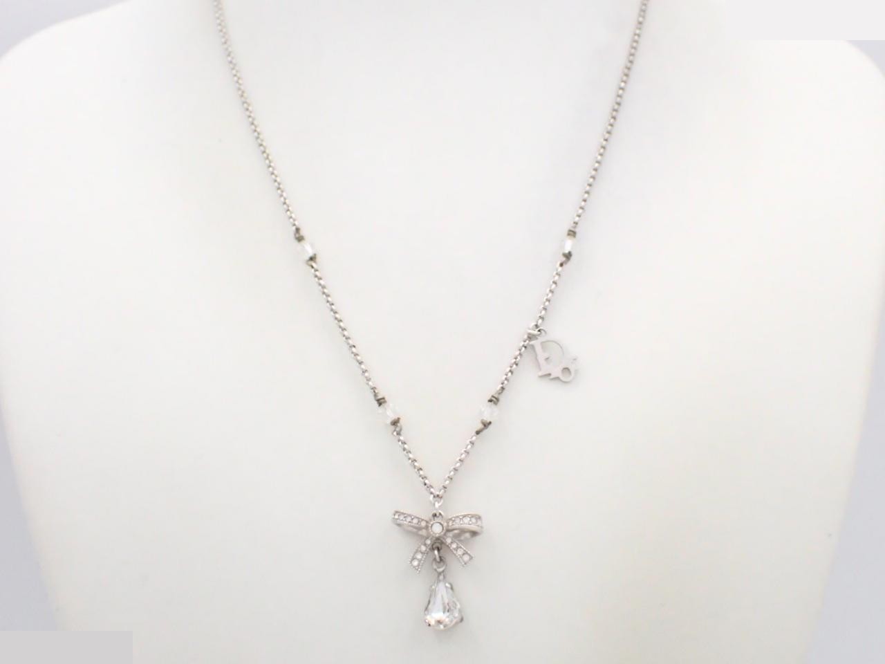 Ribbon Rhinestone Necklace, Chain approx. 44cm — view 3